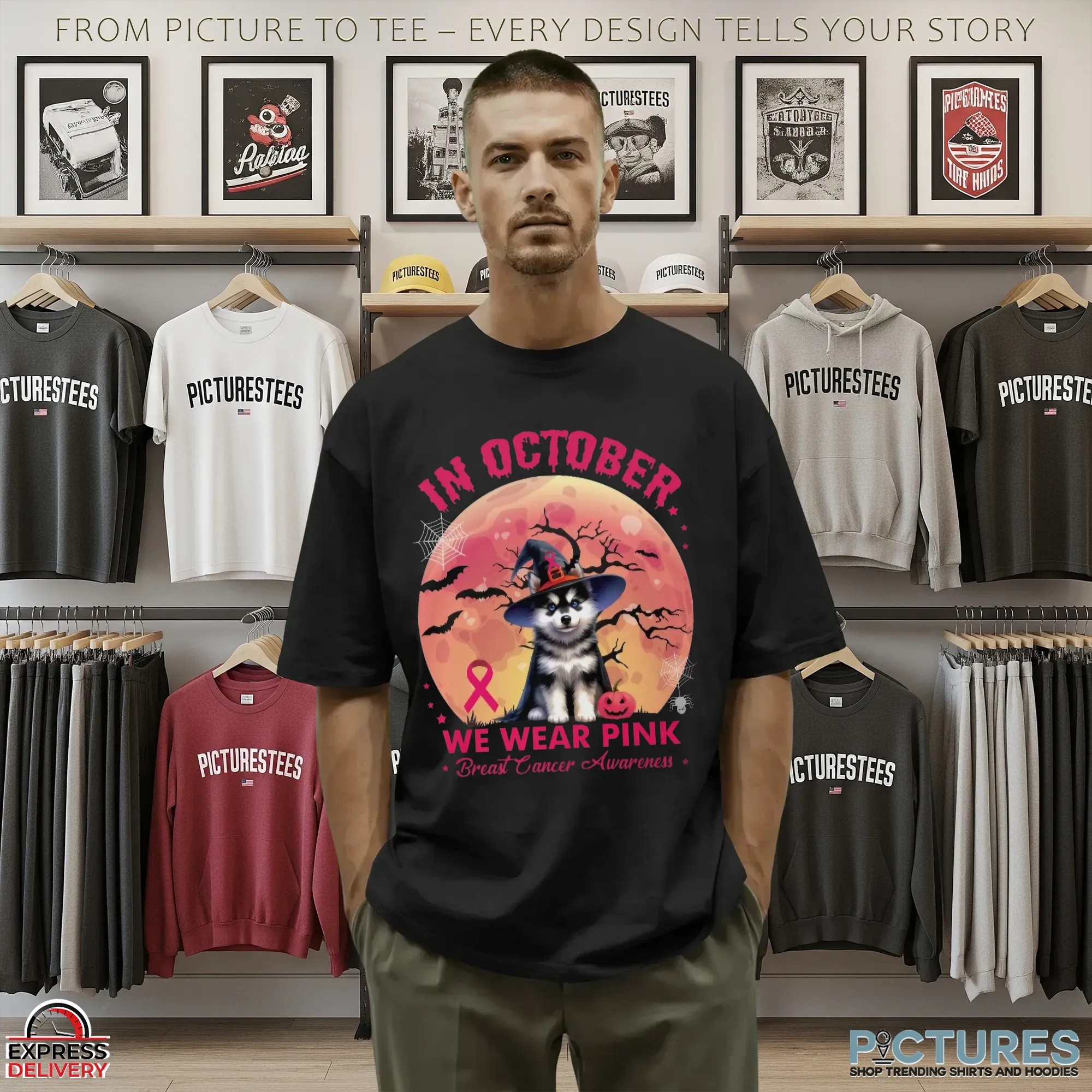 Husky In October We Wear Pink Breast Cancer Awarness Halloween T Shirt 9 Husky In October We Wear Pink Breast Cancer Awarness Halloween T Shirt