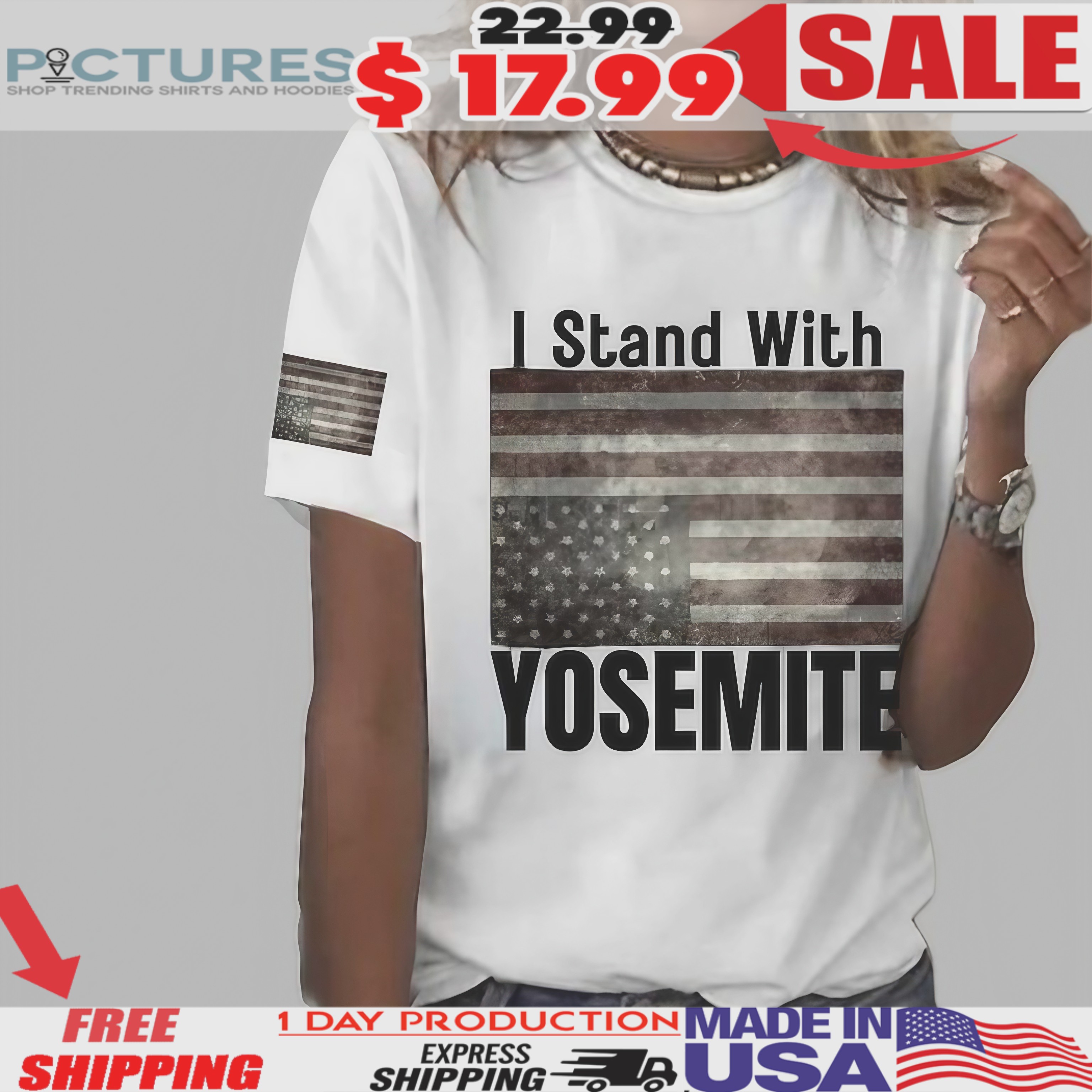 I Stand With Yosemite Support Nature & Preserve Parks American Flag Shirt