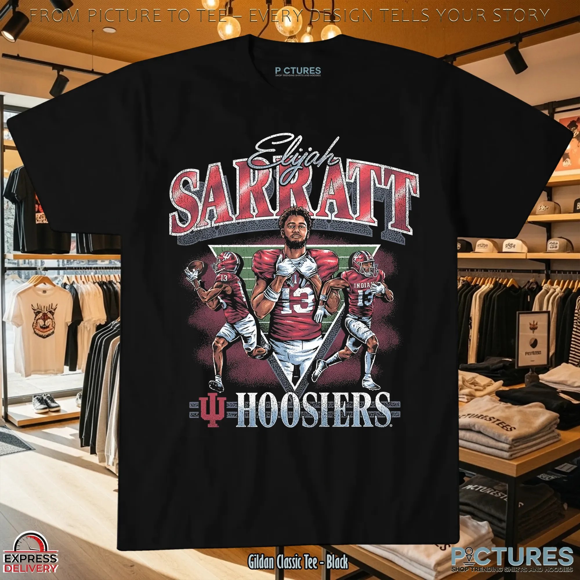 Indiana Hoosiers 13 Elijah Sarratt Vintage Bootleg Graphic T Shirt