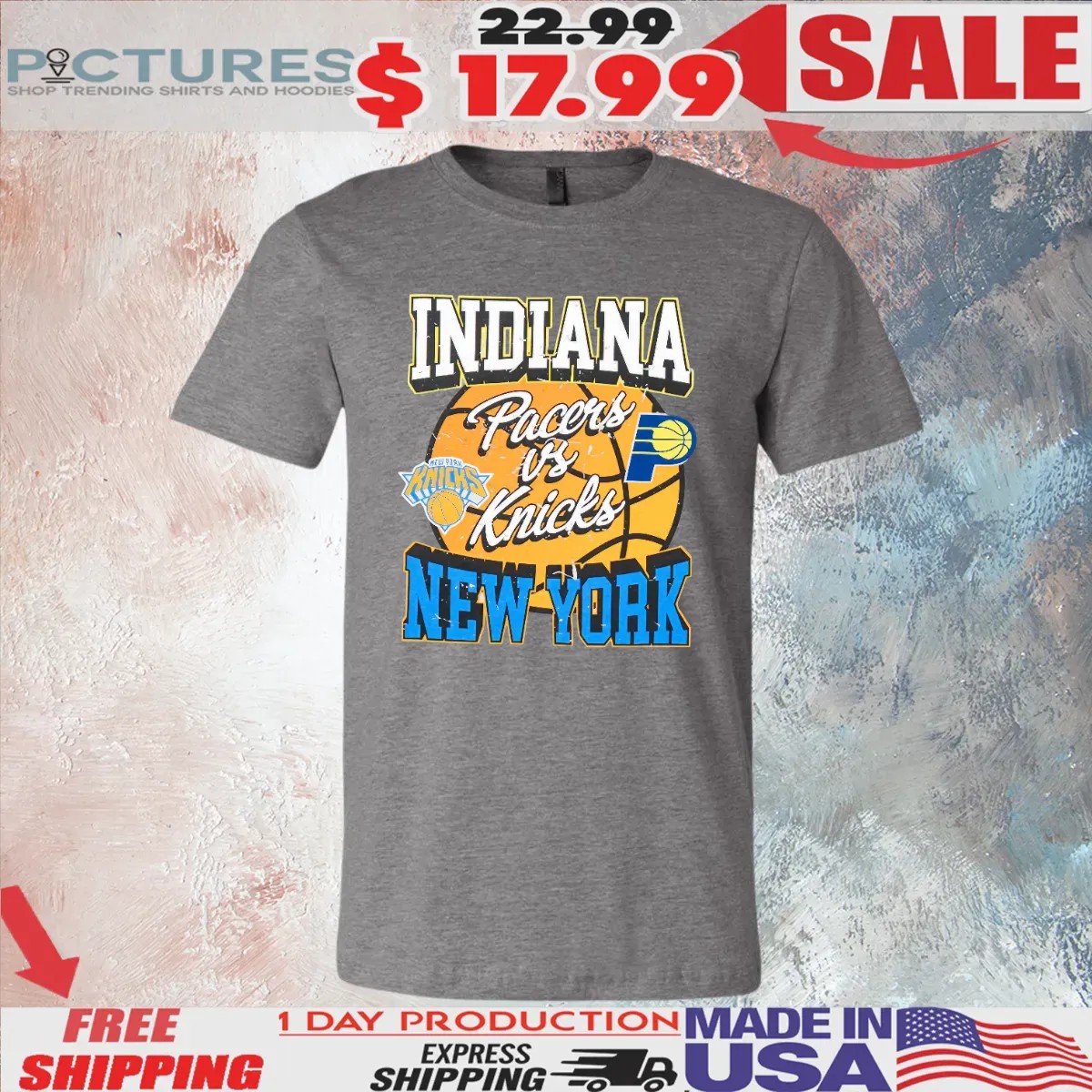 Indiana Pacers vs New York Knicks 2025 Eastern Conference Finals Matchup T Shirt 4 Indiana Pacers vs New York Knicks 2025 Eastern Conference Finals Matchup T Shirt