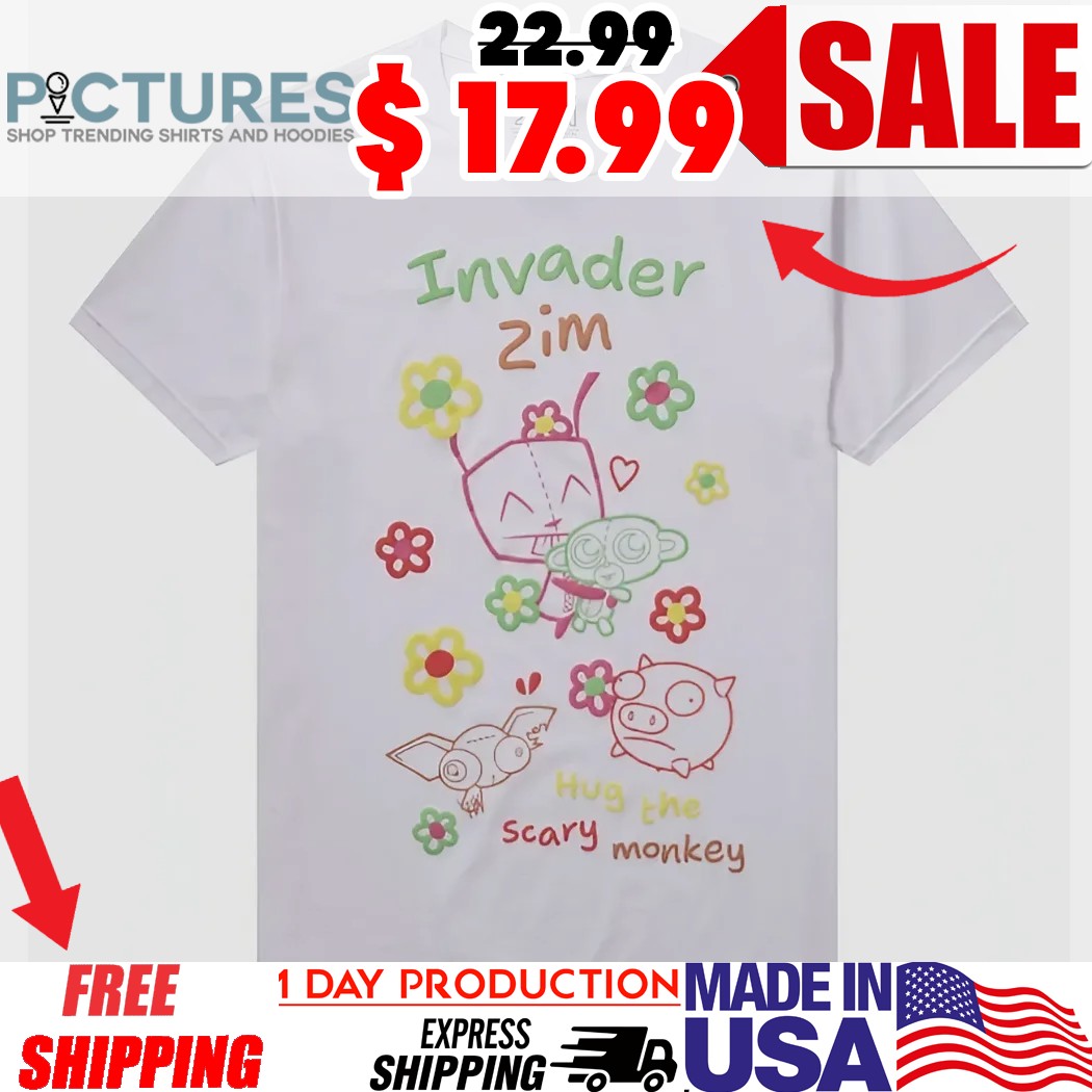 Invader Zim Hug The Scary Monkey Gir Animal Friends Puff Prince Girls Shirt