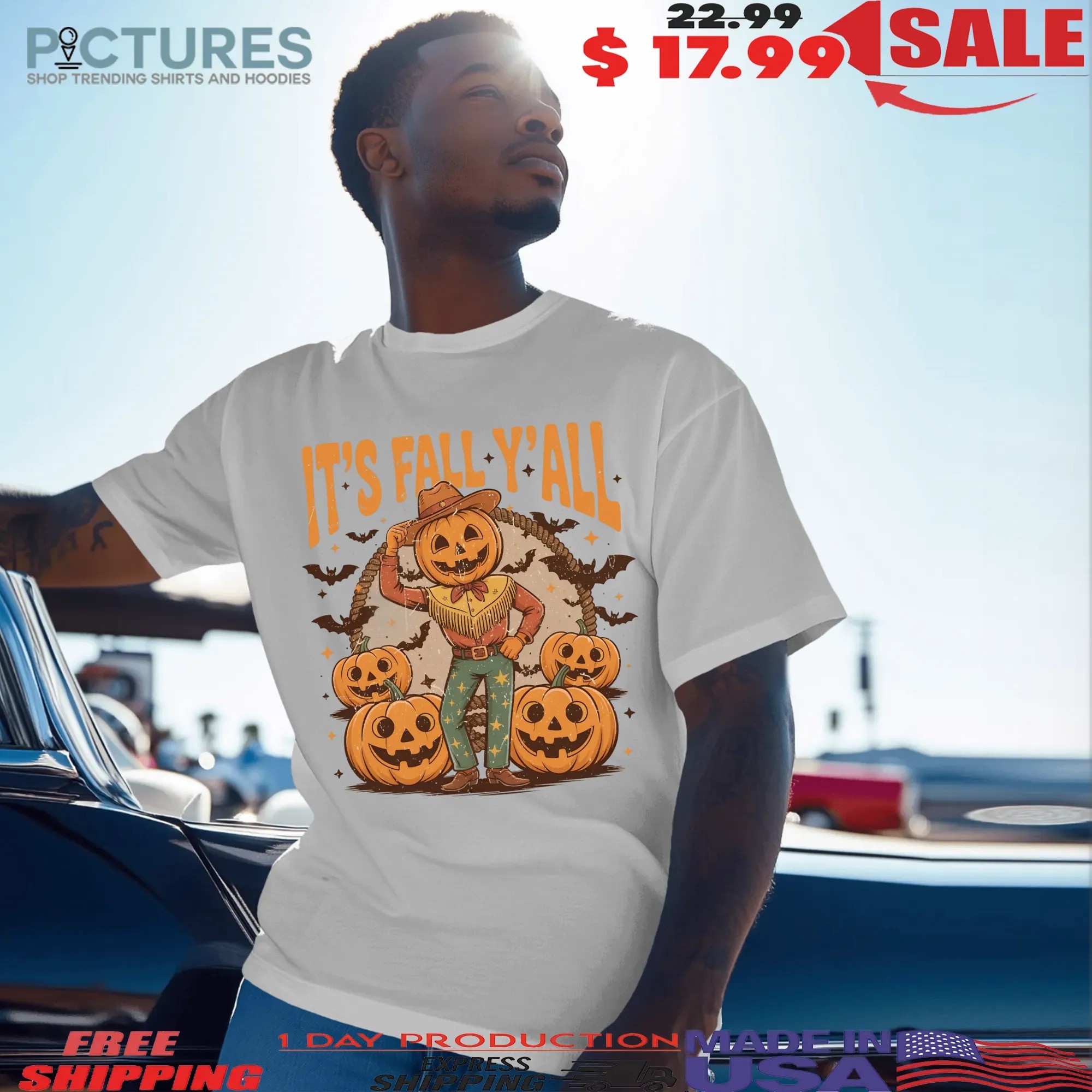 It's Fall Y'all Pumpkins Halloween Pumpkin Cowboy Western Halloween Fall Season T Shirt