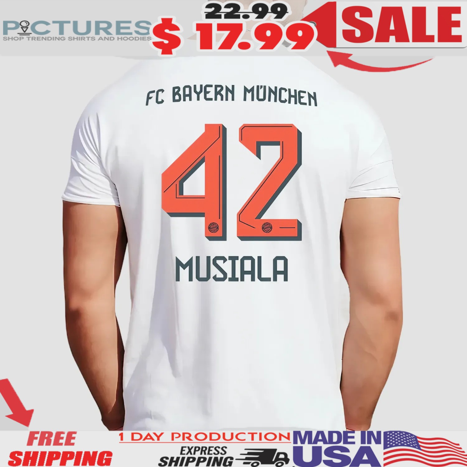 Jamal Musiala Number 42 FC Bayern Munchen Shirt