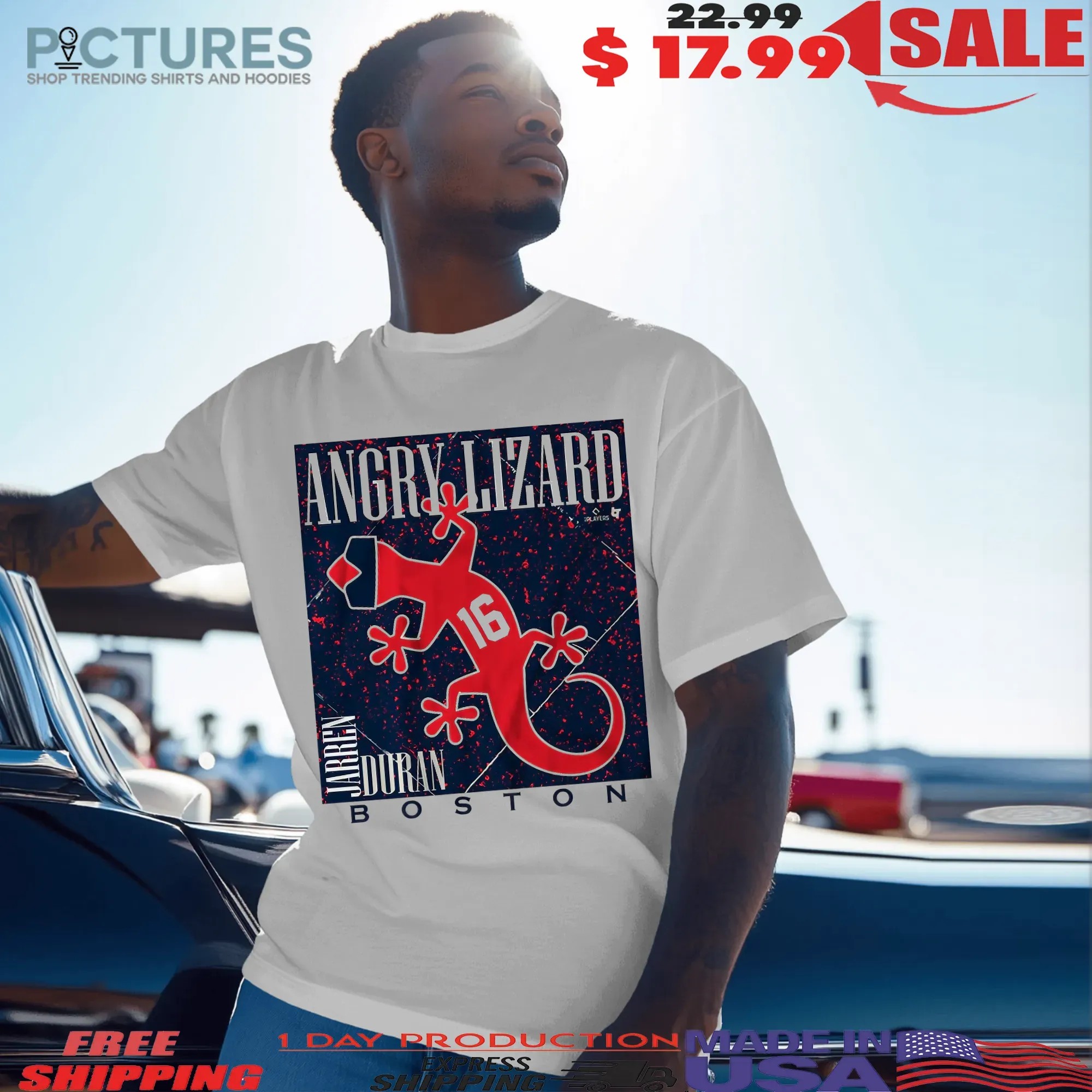 Jarren Duran Boston Red Sox Angry Lizard 16 T Shirt