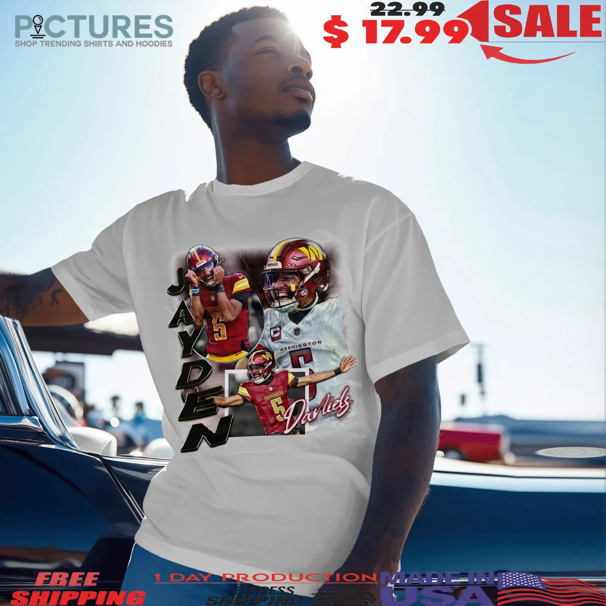 Jayden Daniels Washington Commanders Bootleg Style Graphic T Shirt