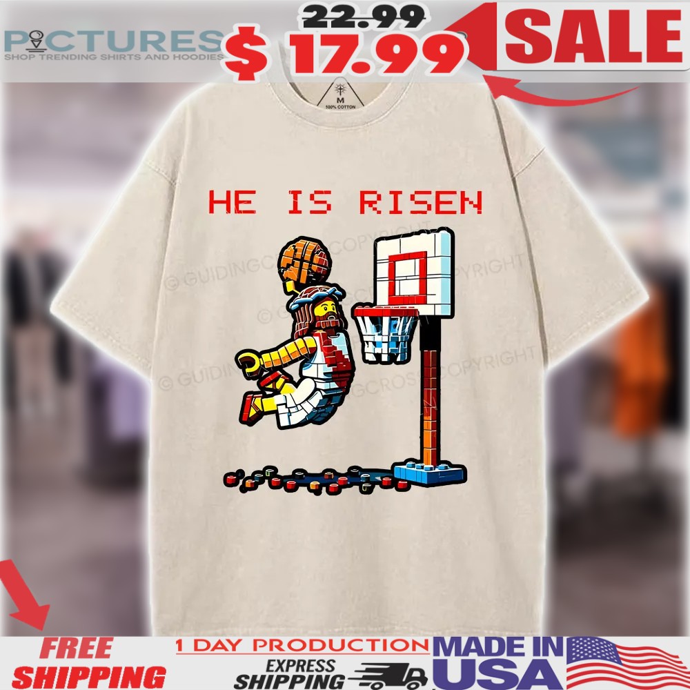 Jesus Christ Basketball Pixel Style He Is Risen Christian Shirt
