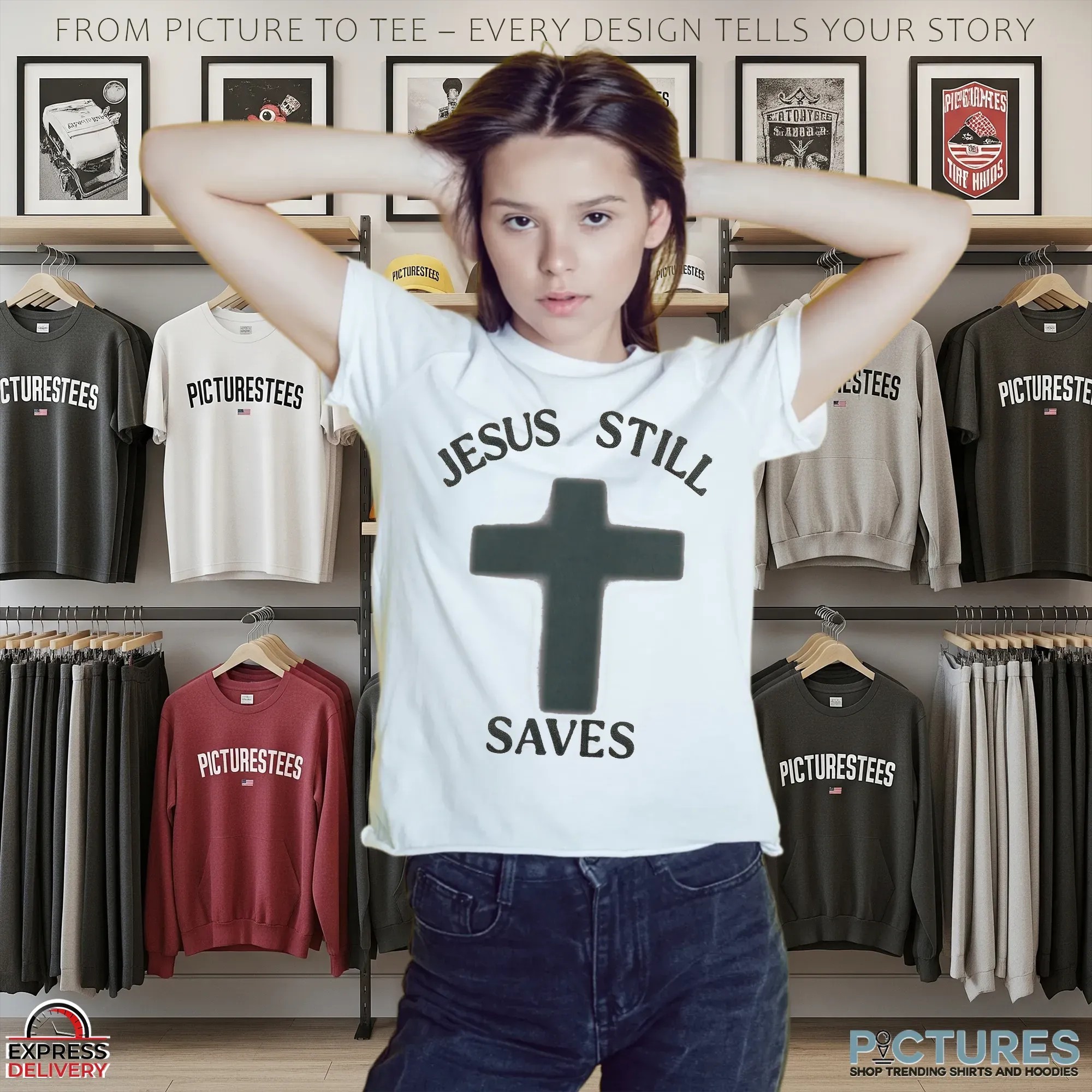 Jesus Still Saves Blurred Cross Christian T Shirt