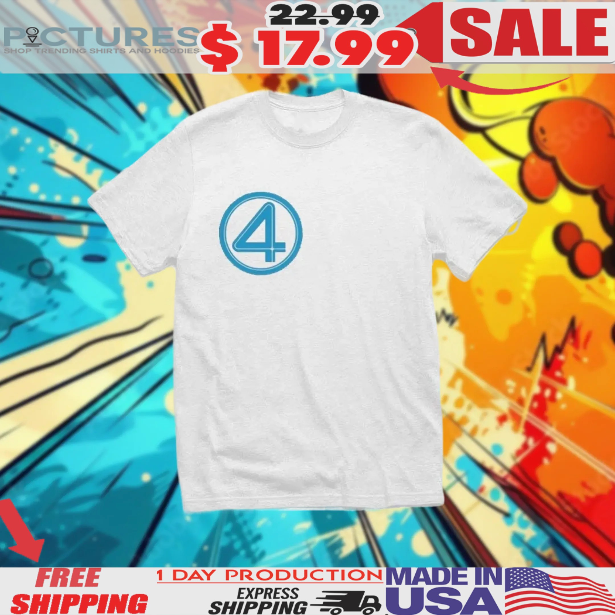 Johnny Storm Marvel Fantastic Four Classic Logo Shirt