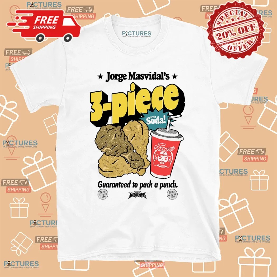 Jorge Masvidal's 3 Piece With Soda Guaranteed To Pack A Punch T Shirt
