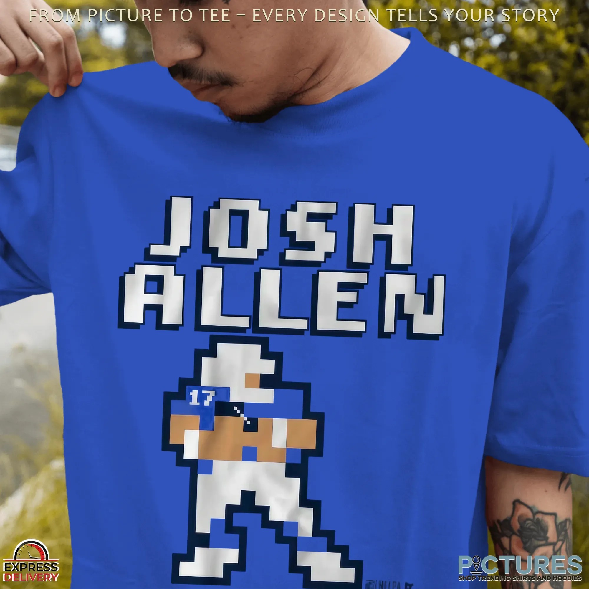 Josh Allen Quarterback Retro Baller Pixel Art T Shirt