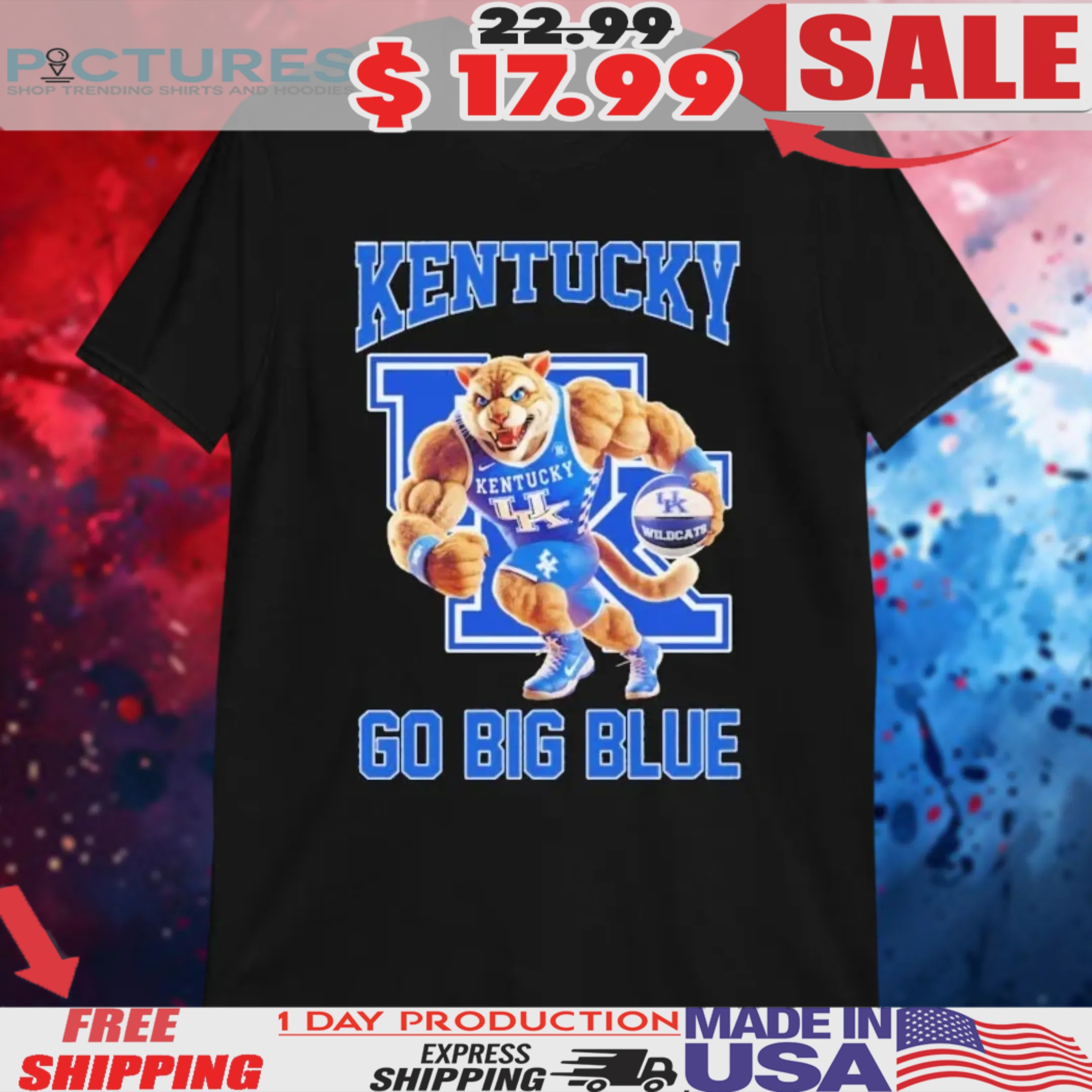 Kentucky Wildcats Go Big Blue Mascot Shirt