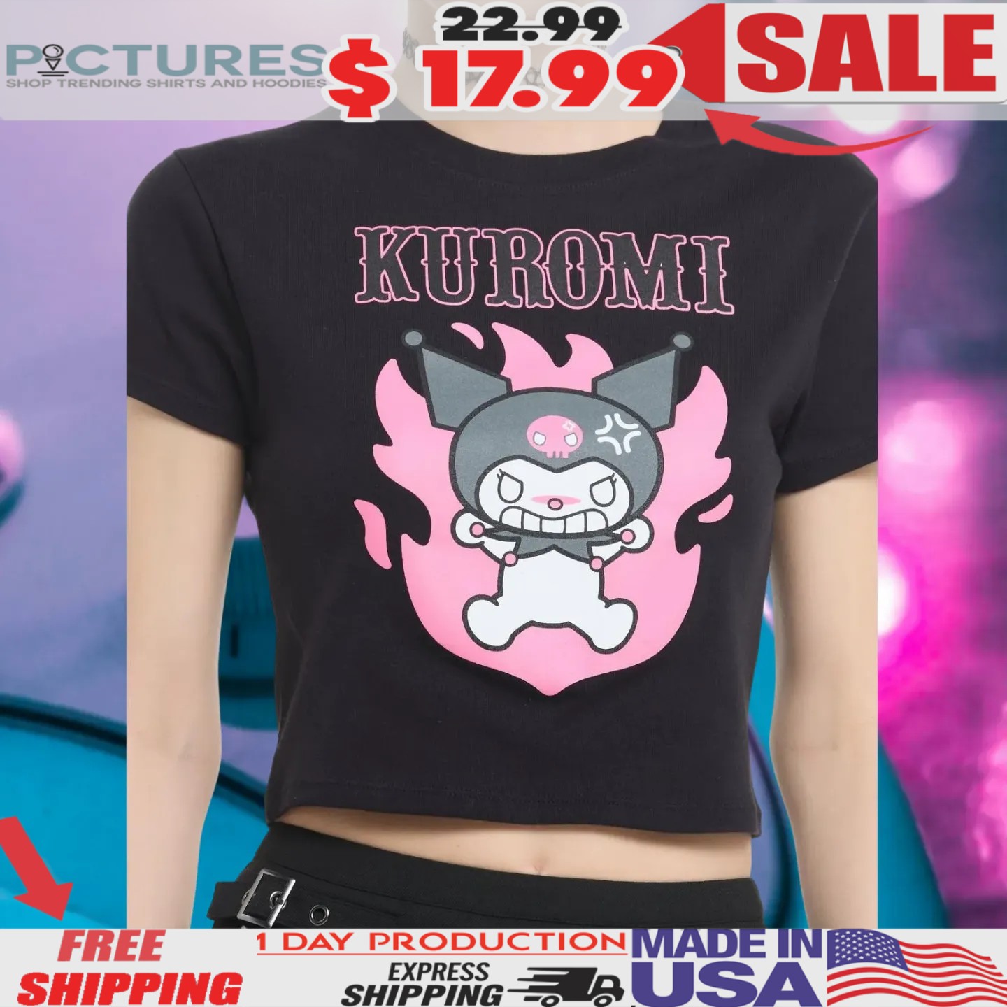 Kuromi Angry Flame Anime Shirt