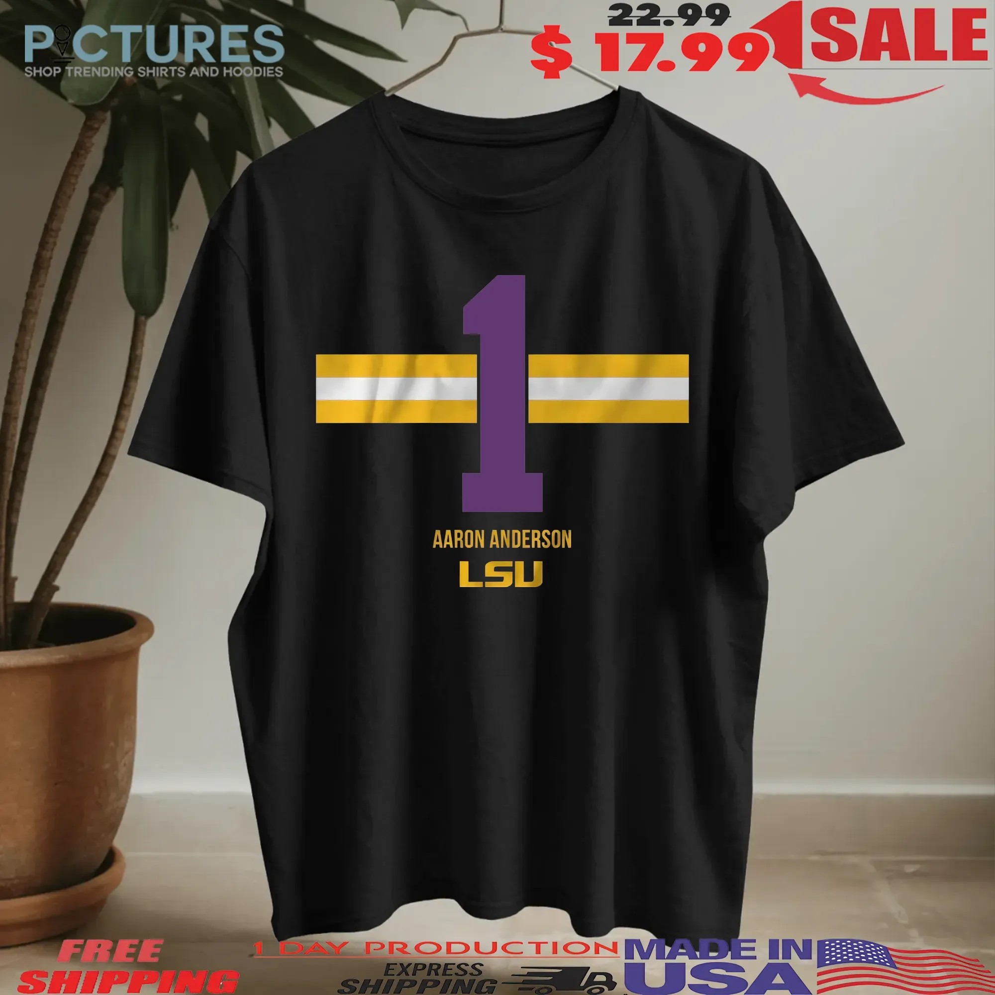 LSU Tigers Football Aaron Anderson 1 Stripe T Shirt