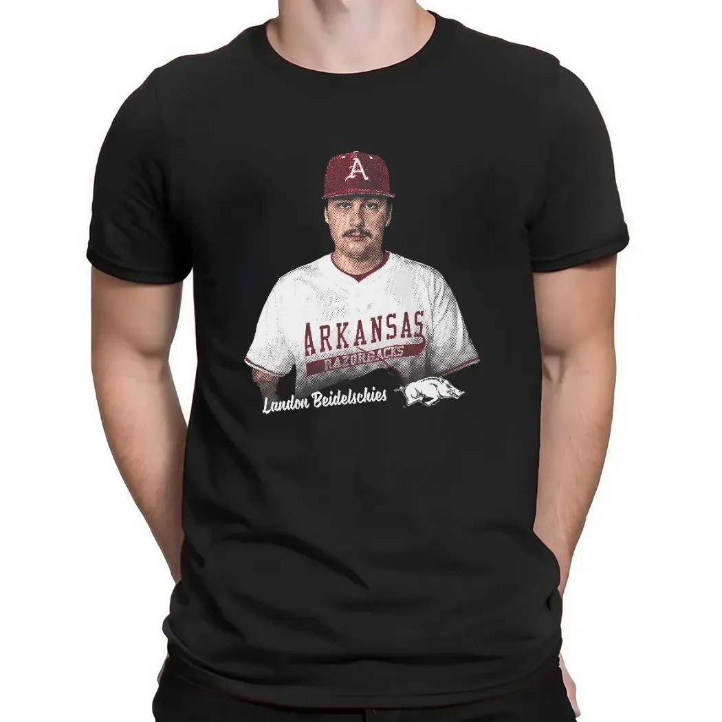 Landon Beidelschies Arkansas Razorbacks Portrait T Shirt