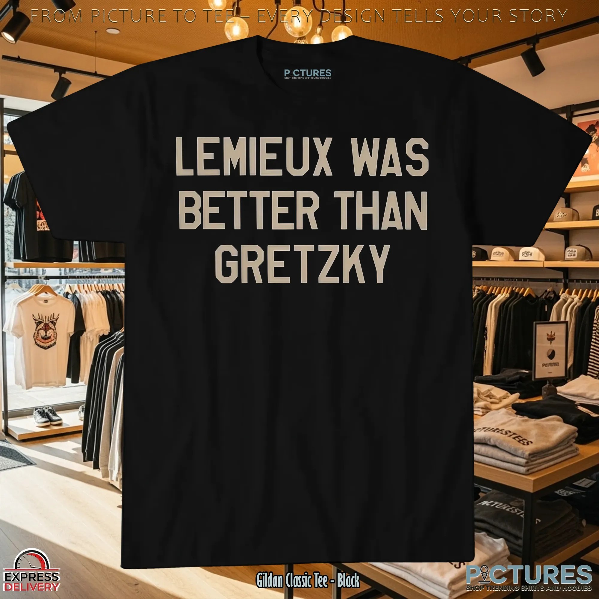 Lemieux Was Better Than Gretzky Bold Text T Shirt