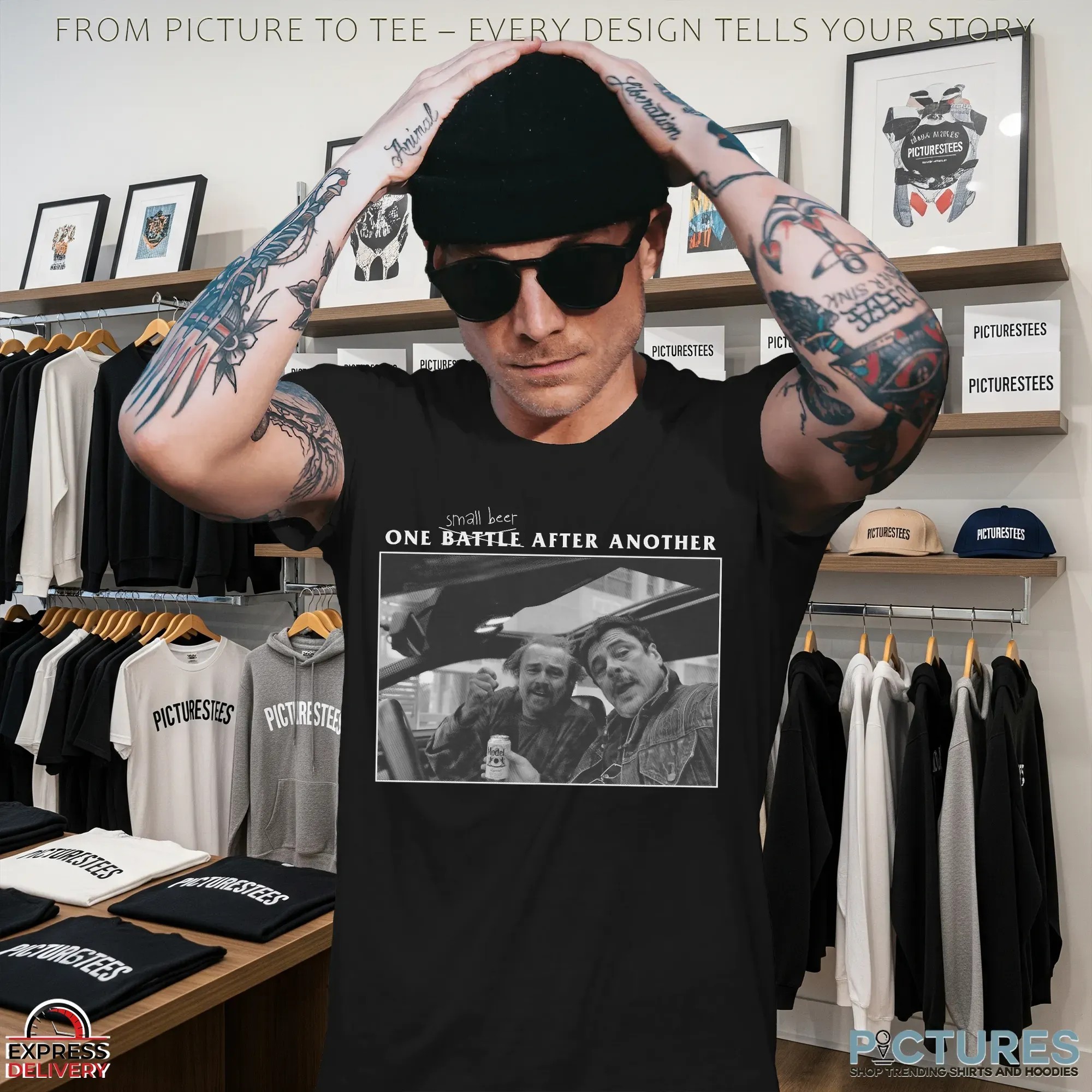 Leonardo Dicaprio And Benicio del Toro One Small Beer (not Battle) After Another T Shirt