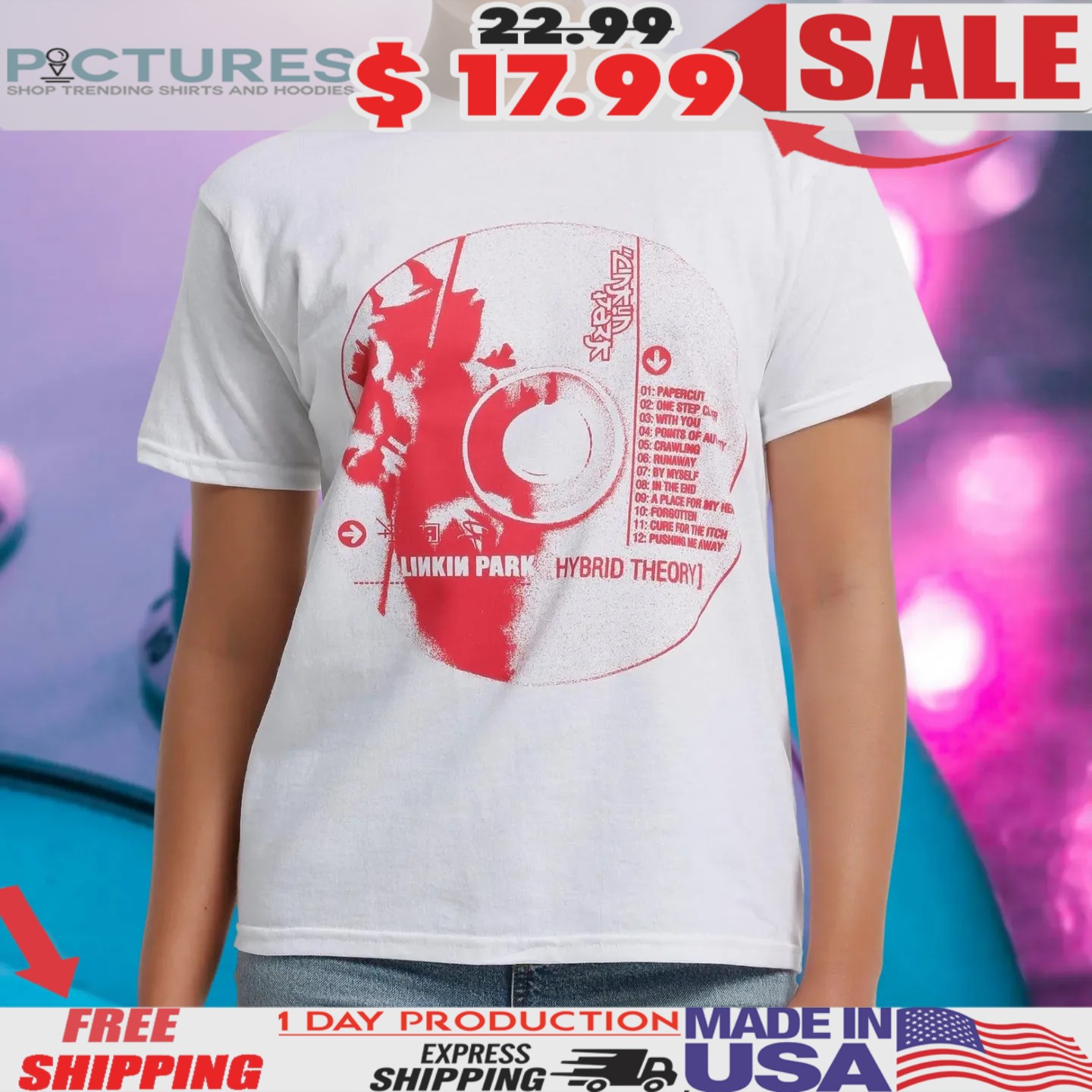 Linkin Park Hybrid Theory CD Shrunken Vintage Design Shirt