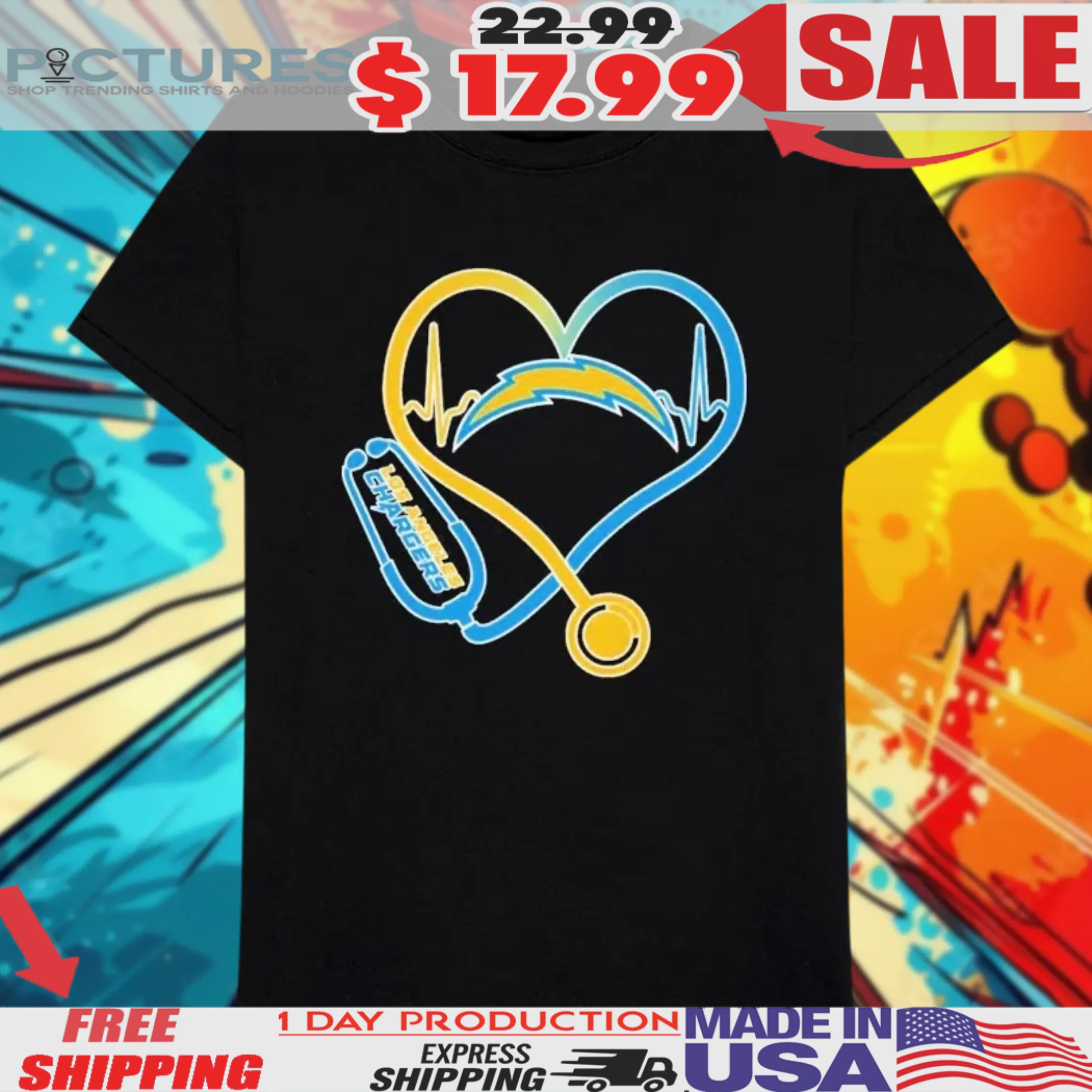 Los Angeles Chargers Caring Hearts Nurses Shirt