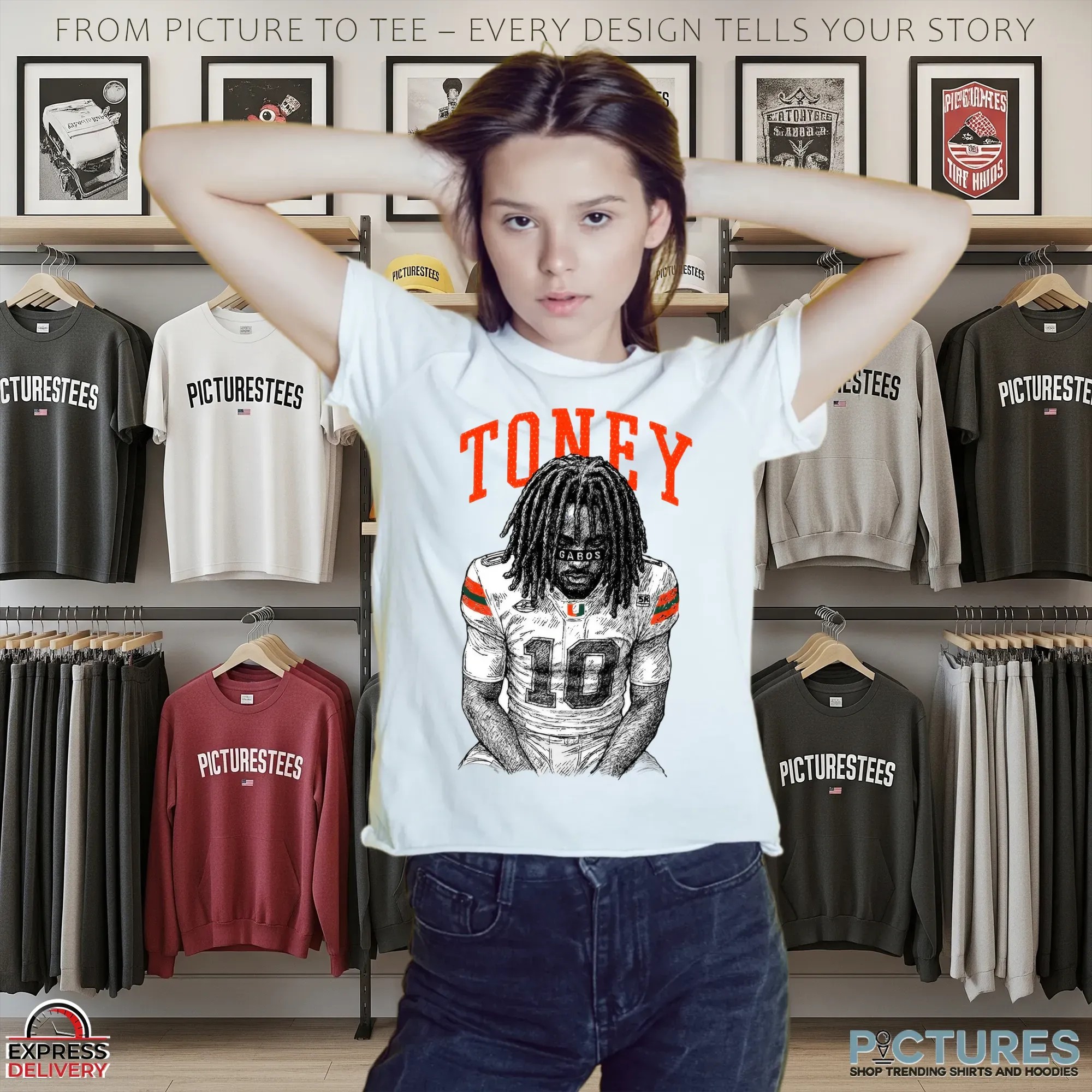 Malachi Toney Miami Hurricanes Football Gabos Graphic T Shirt