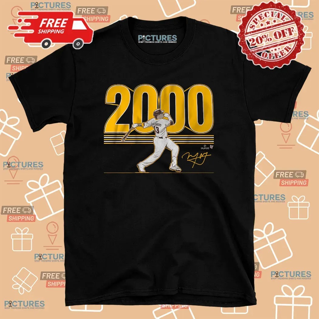 Manny Machado San Diego Padres 2000 Hits Signature T Shirt