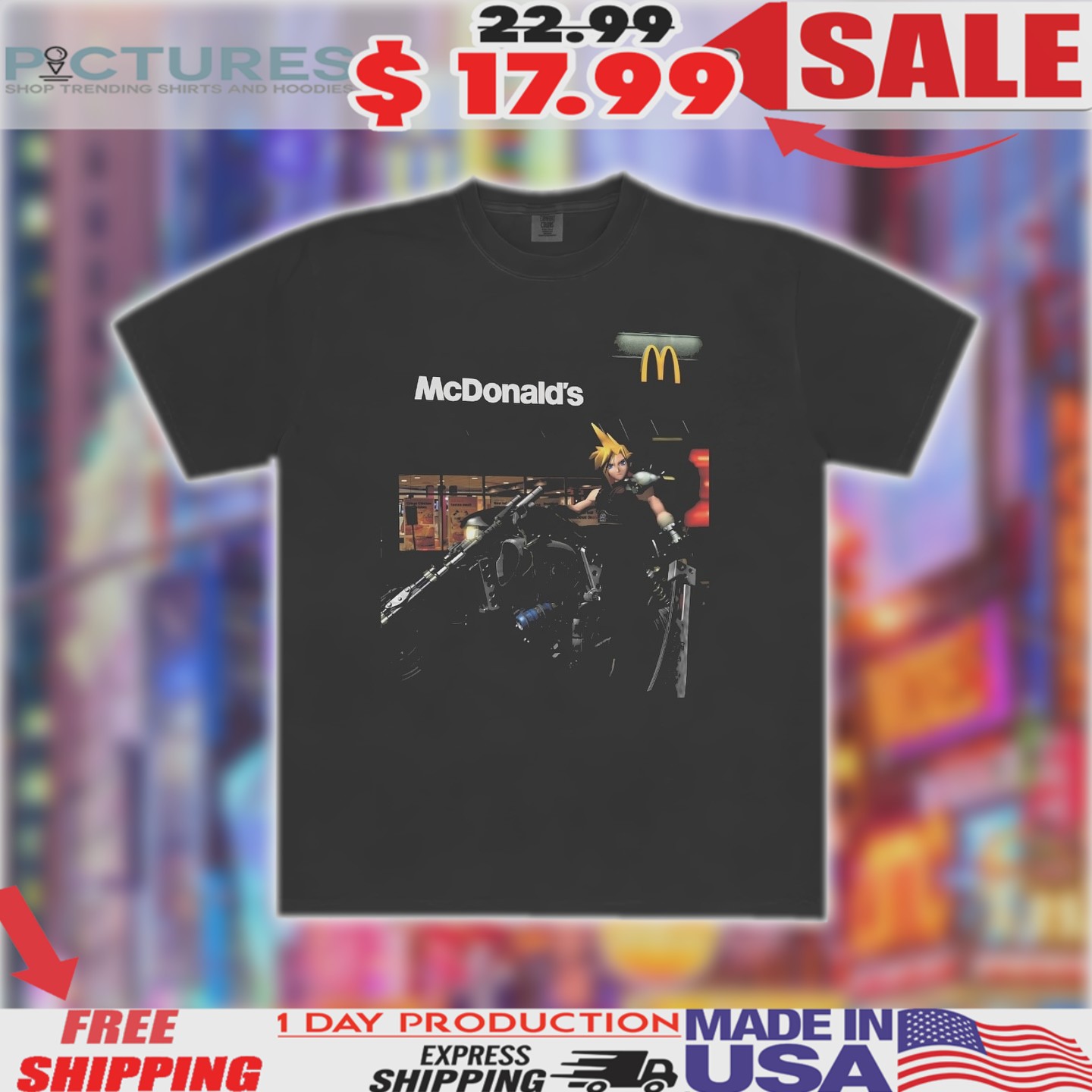 McDonald's Final Fantasy Kai Cloud Strife Maccas Run Shirt