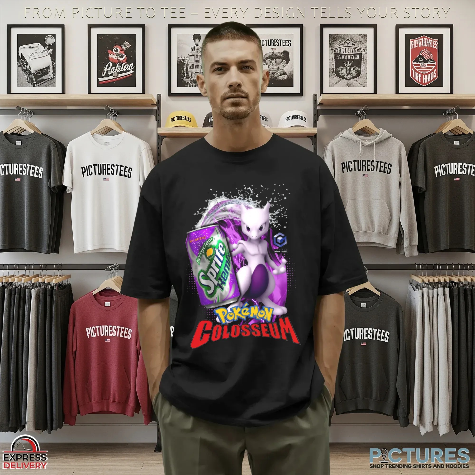 Mewtwo Pokémon Colosseum Sprite Remix Retro GameCube Parody T Shirt