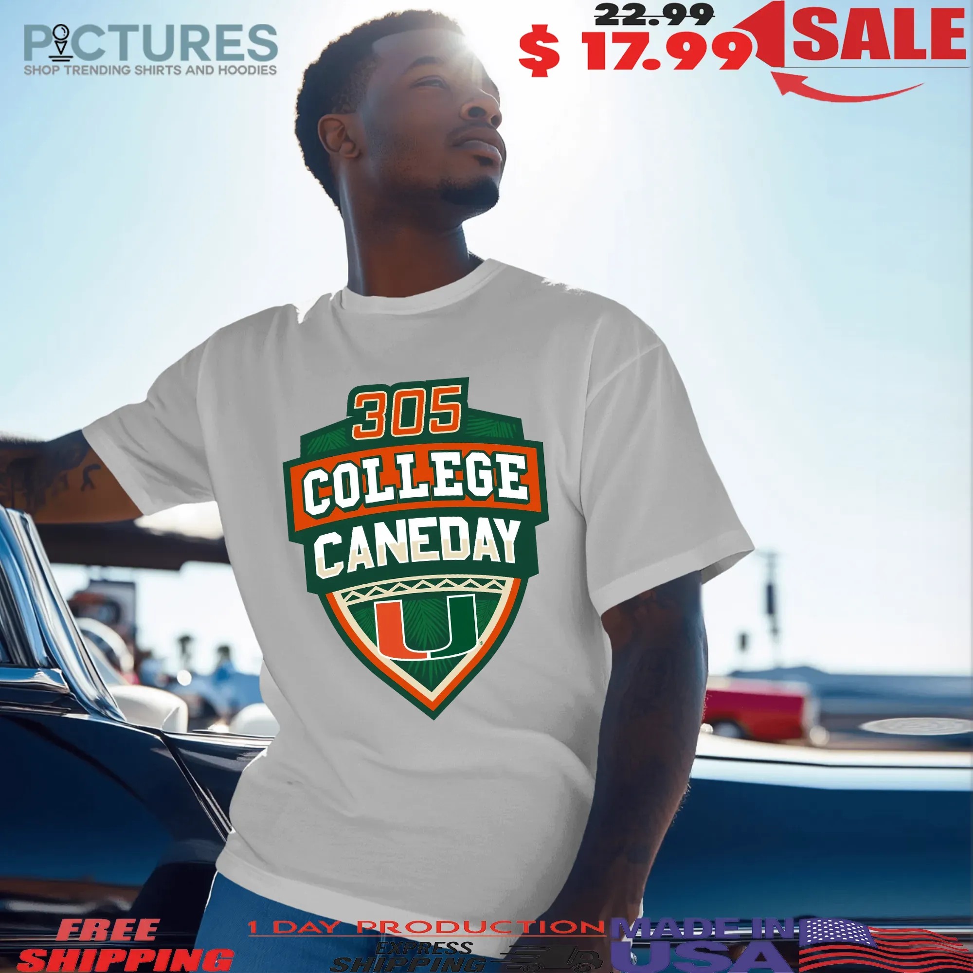 Miami Hurricanes 305 College Caneday Logo T Shirt