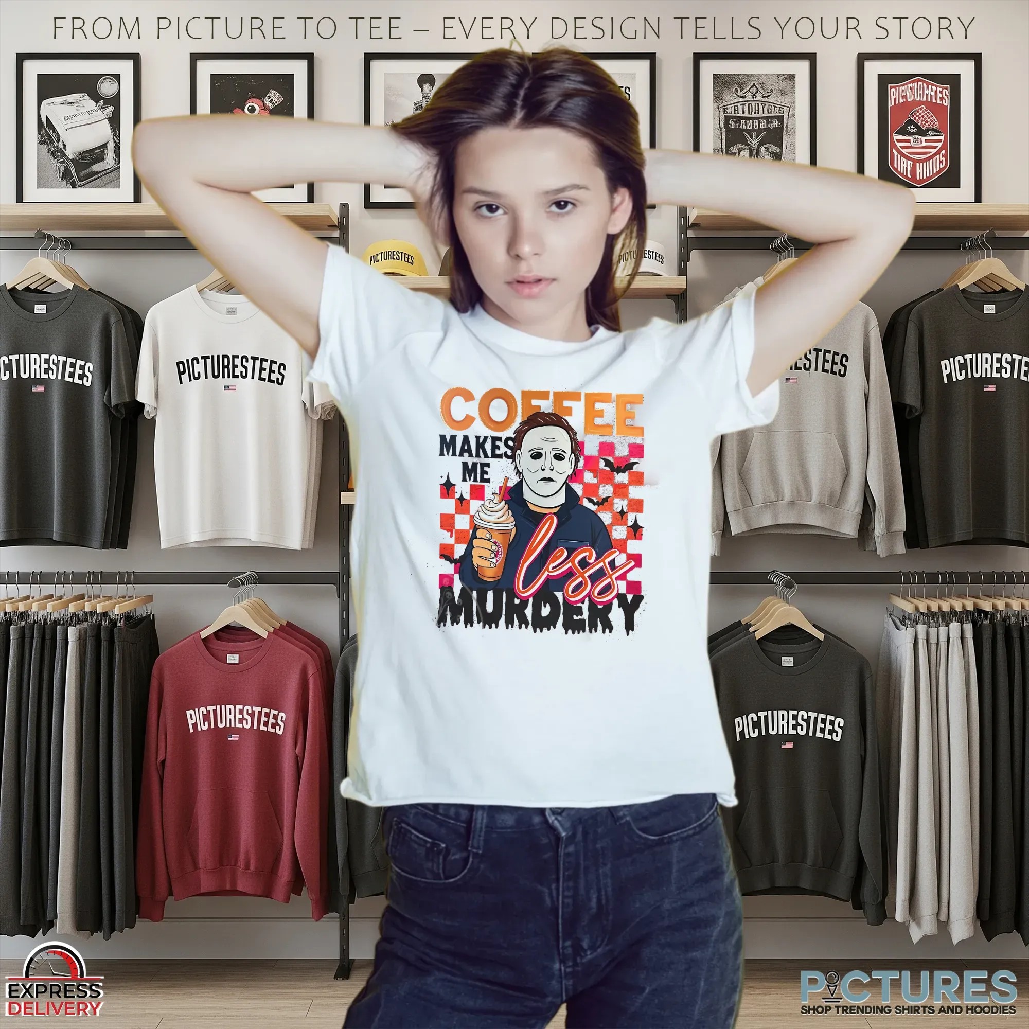 Michael Myers Coffee Makes Me Less Murdery T Shirt