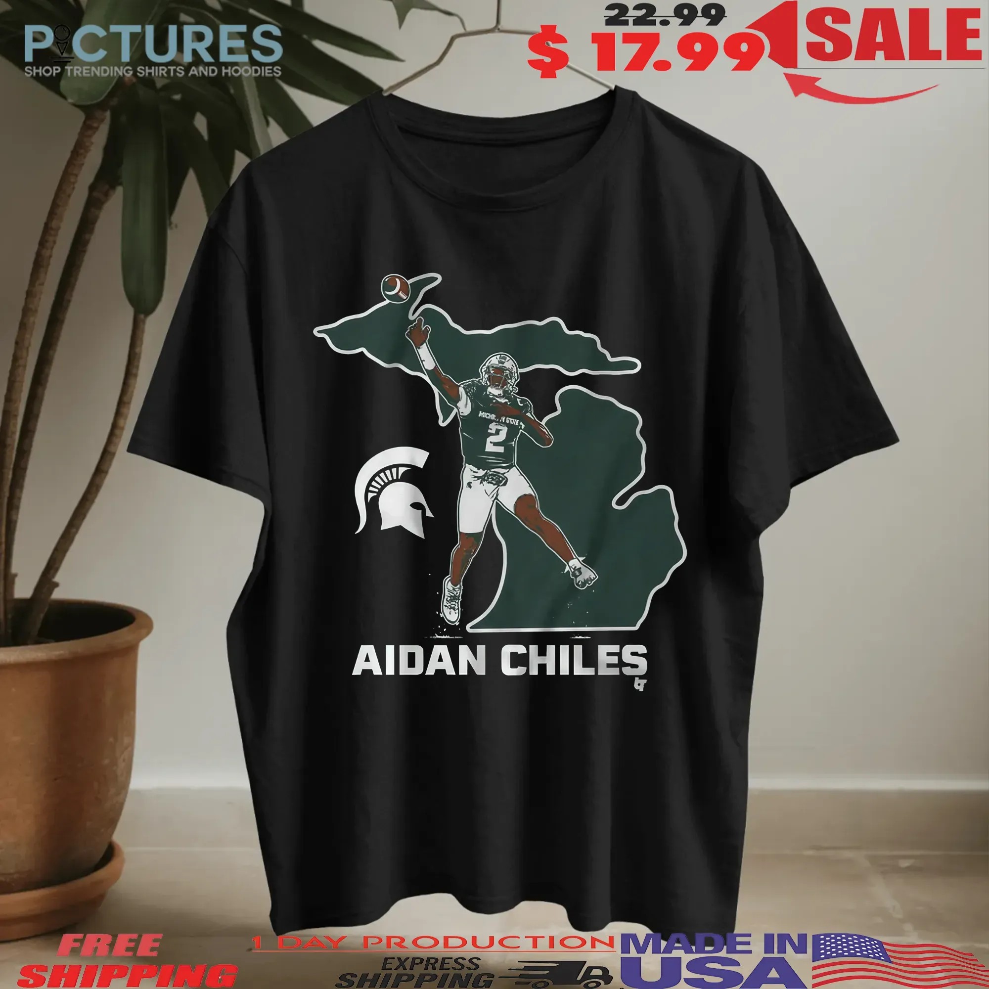 Michigan State Football Aidan Chiles State Star T Shirt