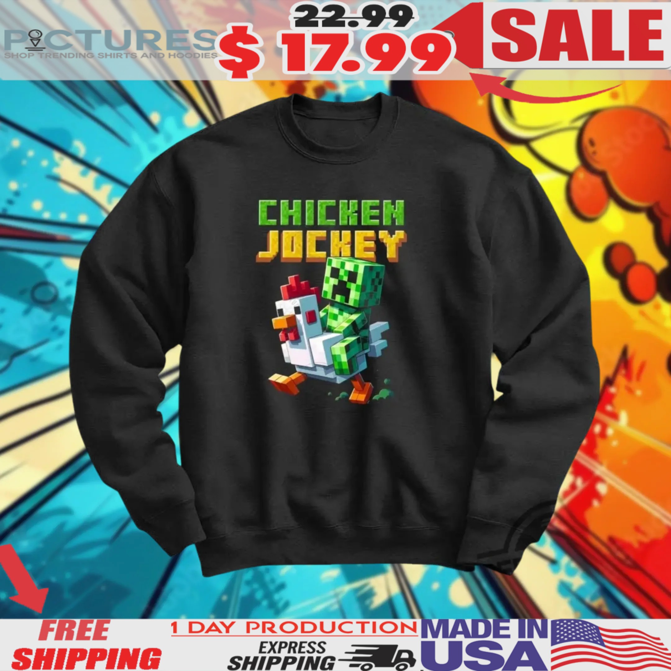 Minecraft Movie Riding Chicken Shirt