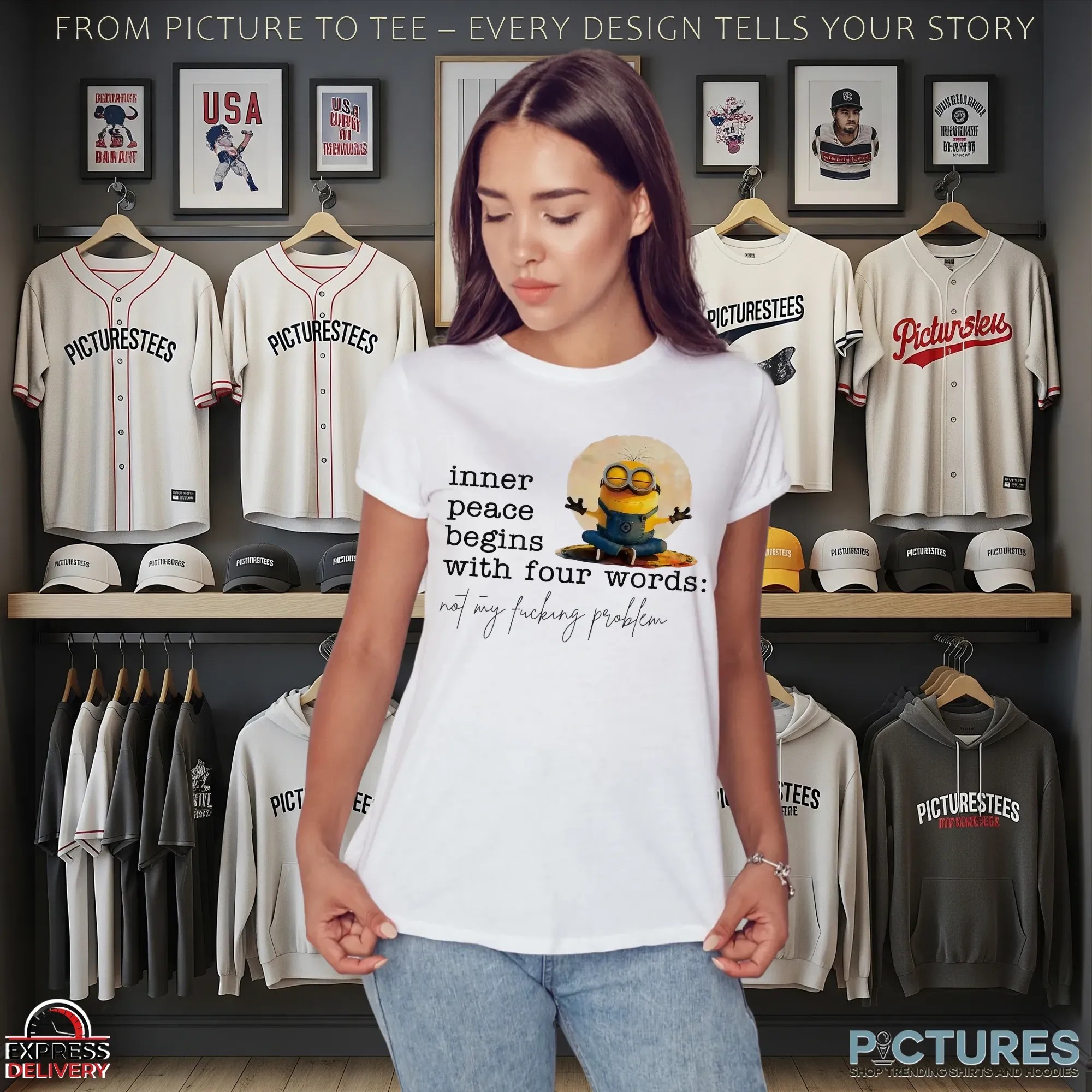 Minion Yoga Inner Peace Begins With Four Words Not My Fucking Problem Meme T Shirt
