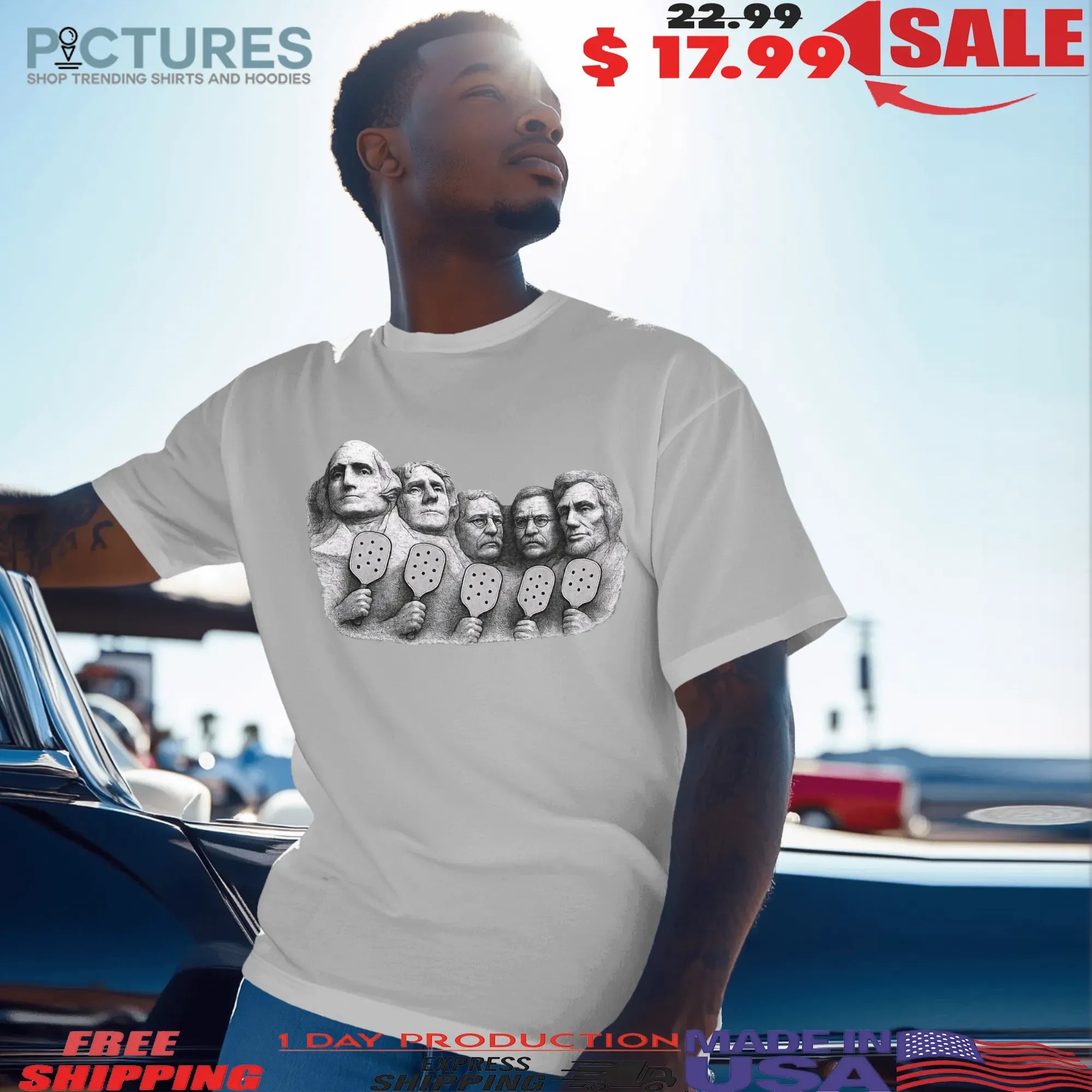 Mount Rushmore Pickleball Presidents Patriotic Meme T Shirt