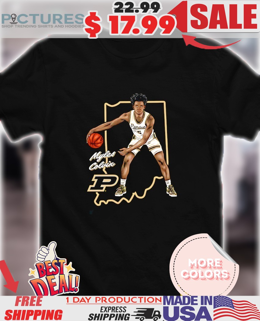 Myles Colvin Purdue Boilermakers Basketball State map pose shirt