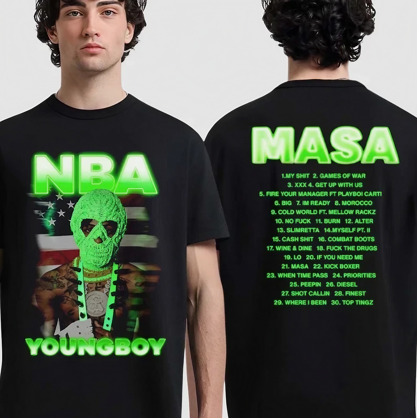 NBA YoungBoy Masa Tour 2025 Merch Double Sided T Shirt 1 NBA YoungBoy Masa Tour 2025 Merch Double Sided T Shirt