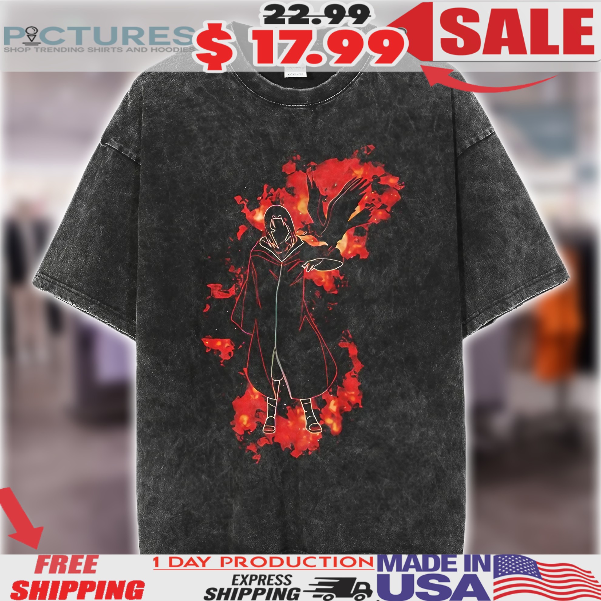 Naruto Uchiha Itachi Fire Style Anime Shirt