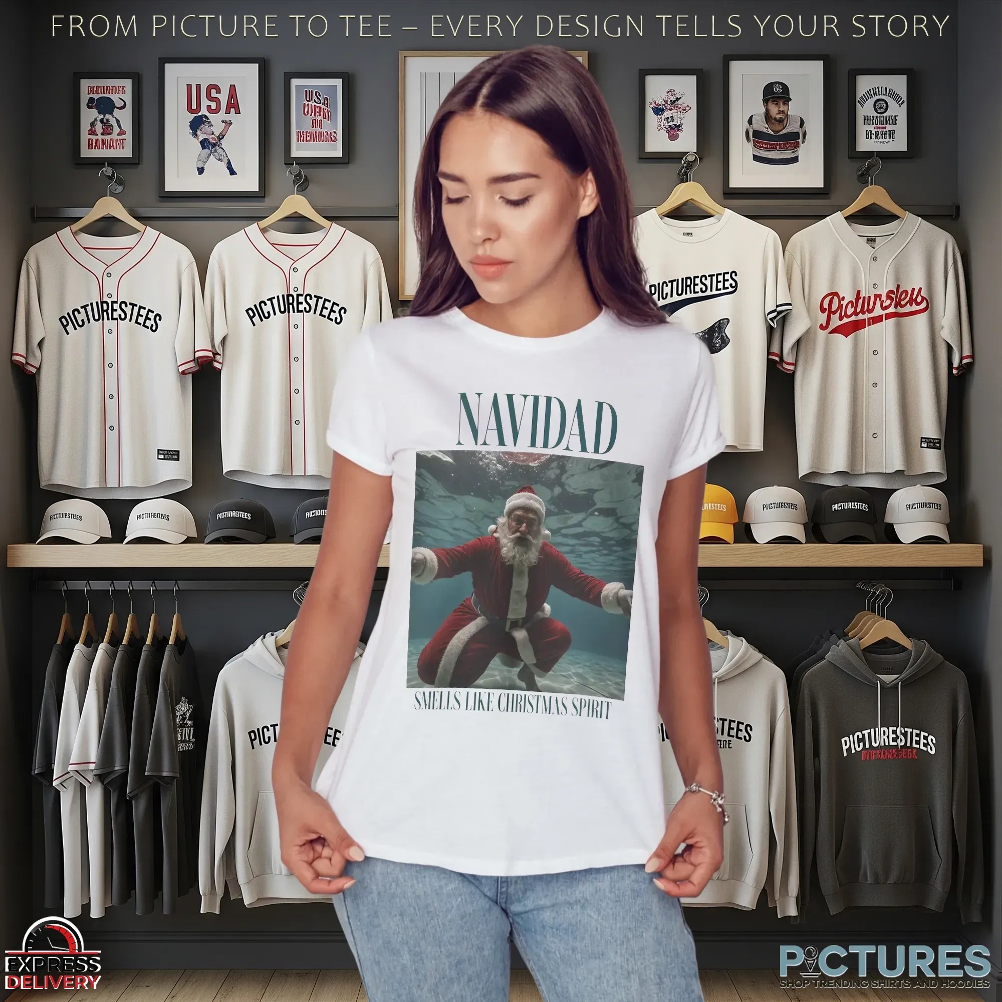Navidad Smells Like Christmas Spirit Santa Claus T Shirt