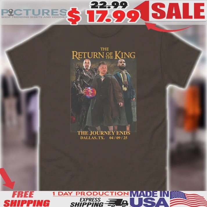 Nico Harrison Luka Dončić And Lebron James The Return Of The King The Journey Ends Dallas Tx Parody Shirt 1 Nico Harrison Luka Dončić And Lebron James The Return Of The King The Journey Ends Dallas Tx Parody Shirt