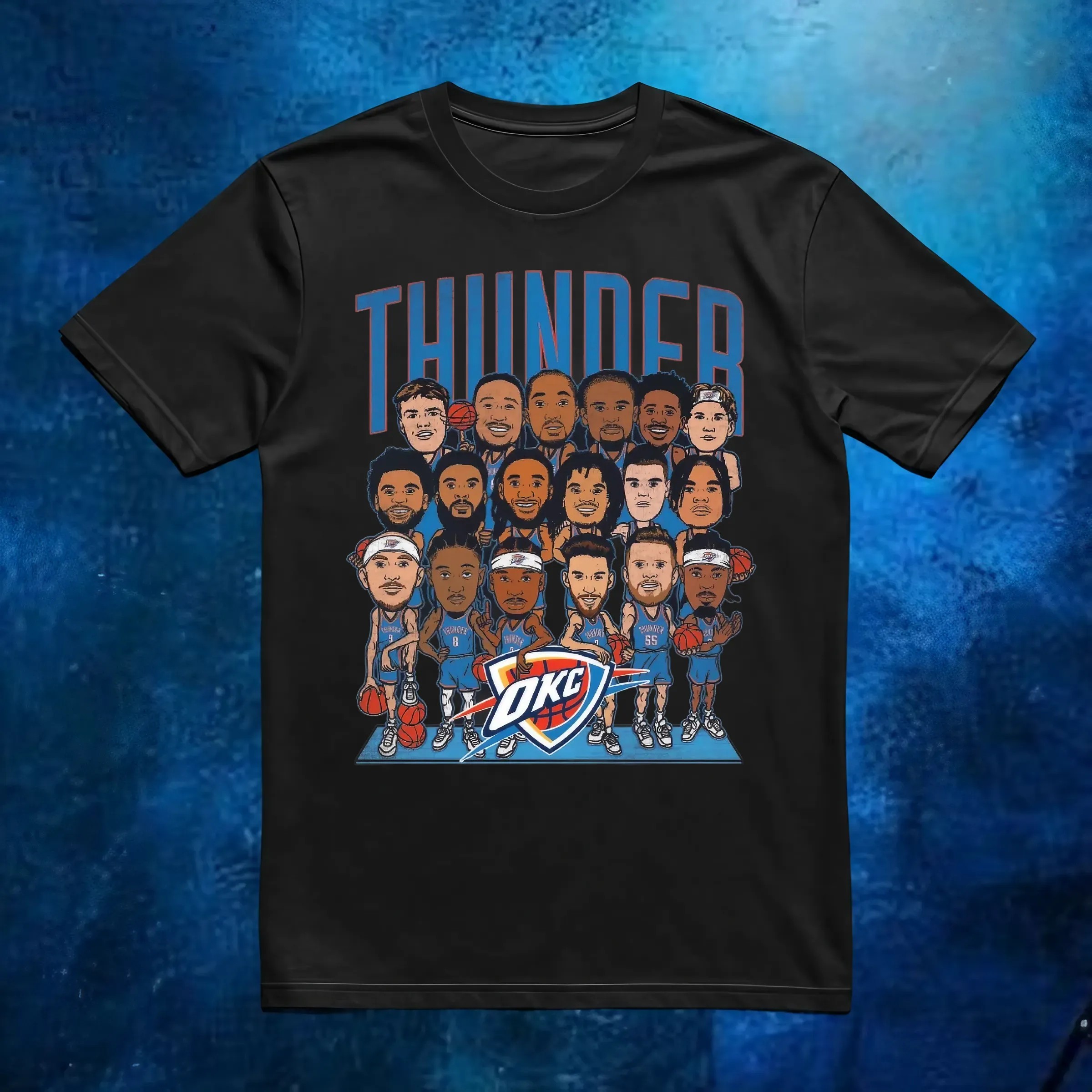 Oklahoma City Thunder Basketball 2024-25 Roster Caricature T Shirt