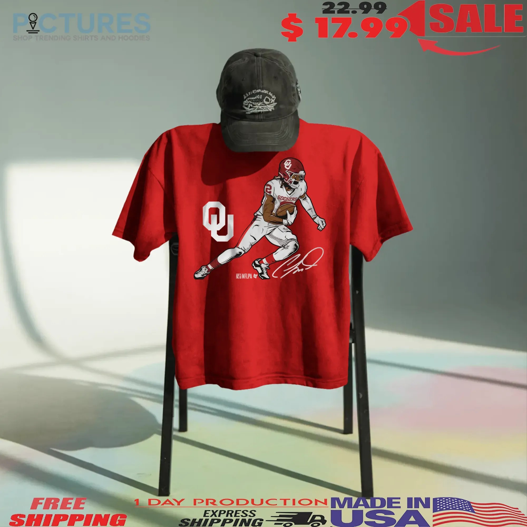 Oklahoma Football CeeDee Lamb Superstar Pose Signature T Shirt