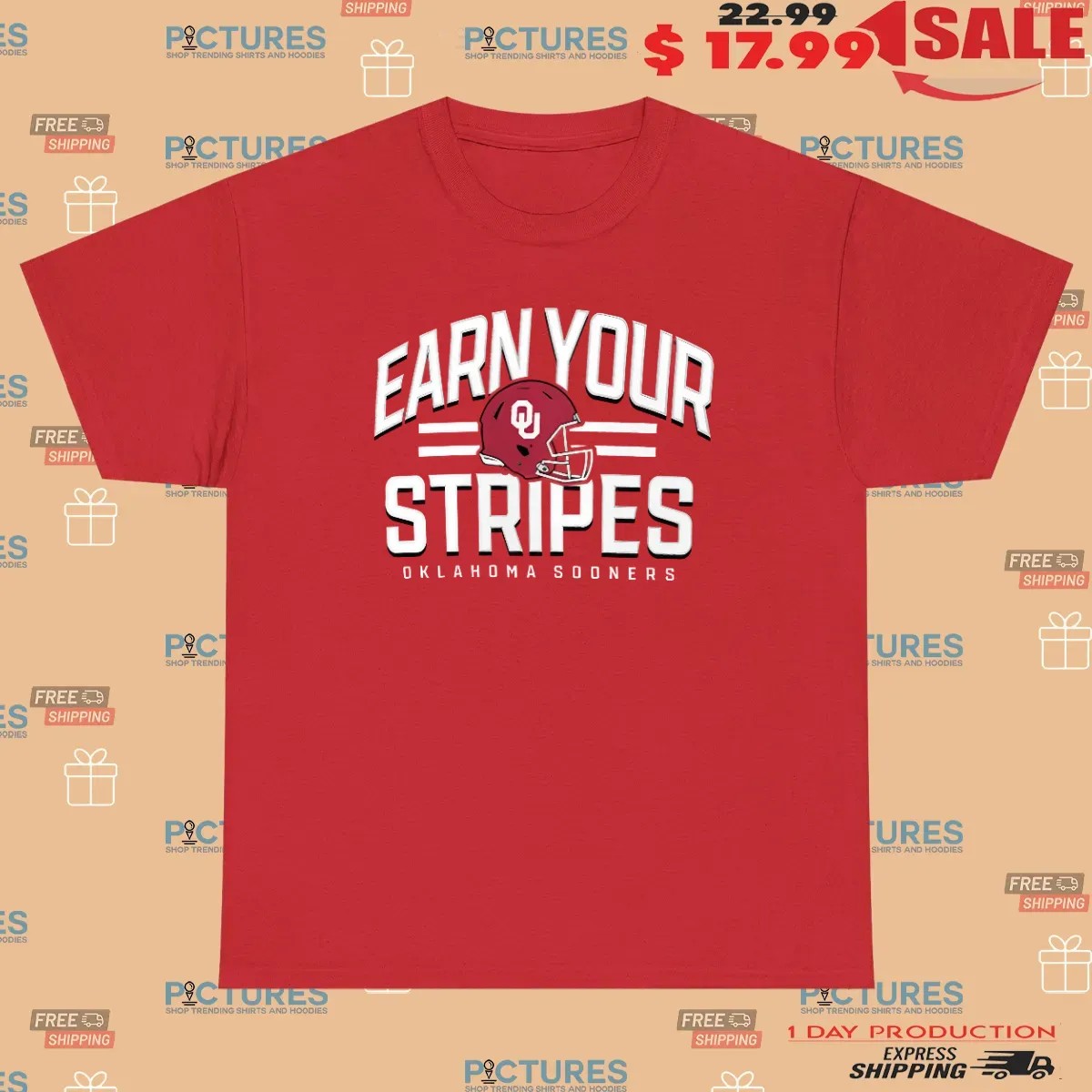 Oklahoma Sooners Earn Your Stripes Helmet T Shirt