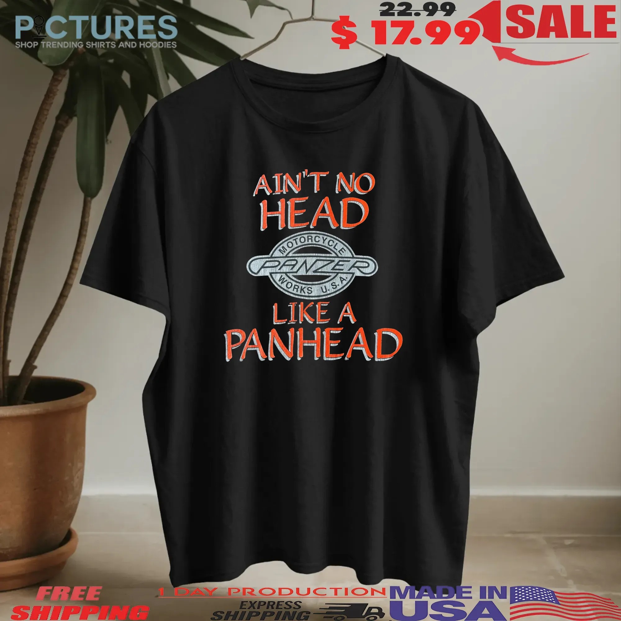 Panzer Motorcycles Ain’t No Head Like A Panhead Retro T Shirt