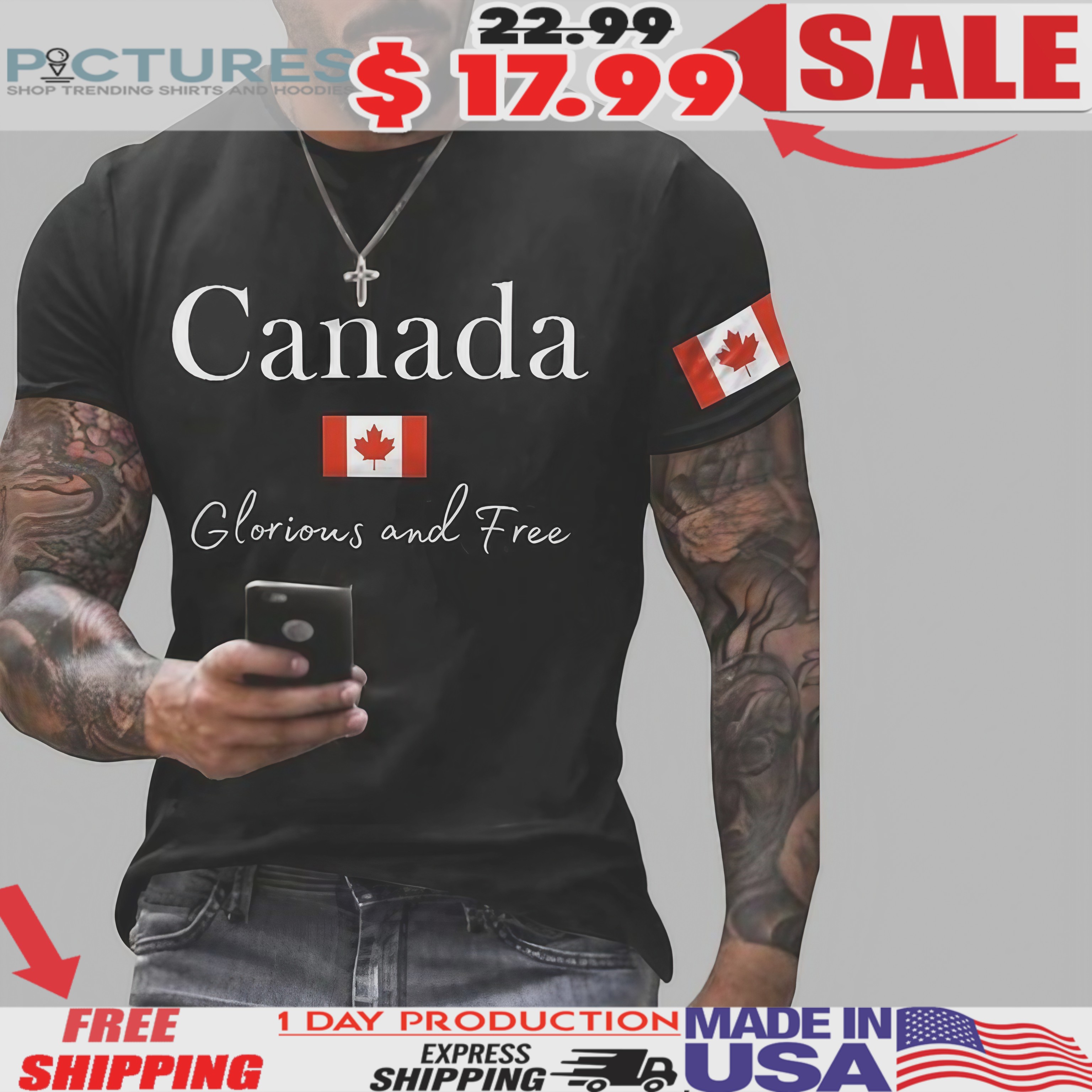 Patriotic Canadian Flag Canada Glorious And Free Slogan Shirt