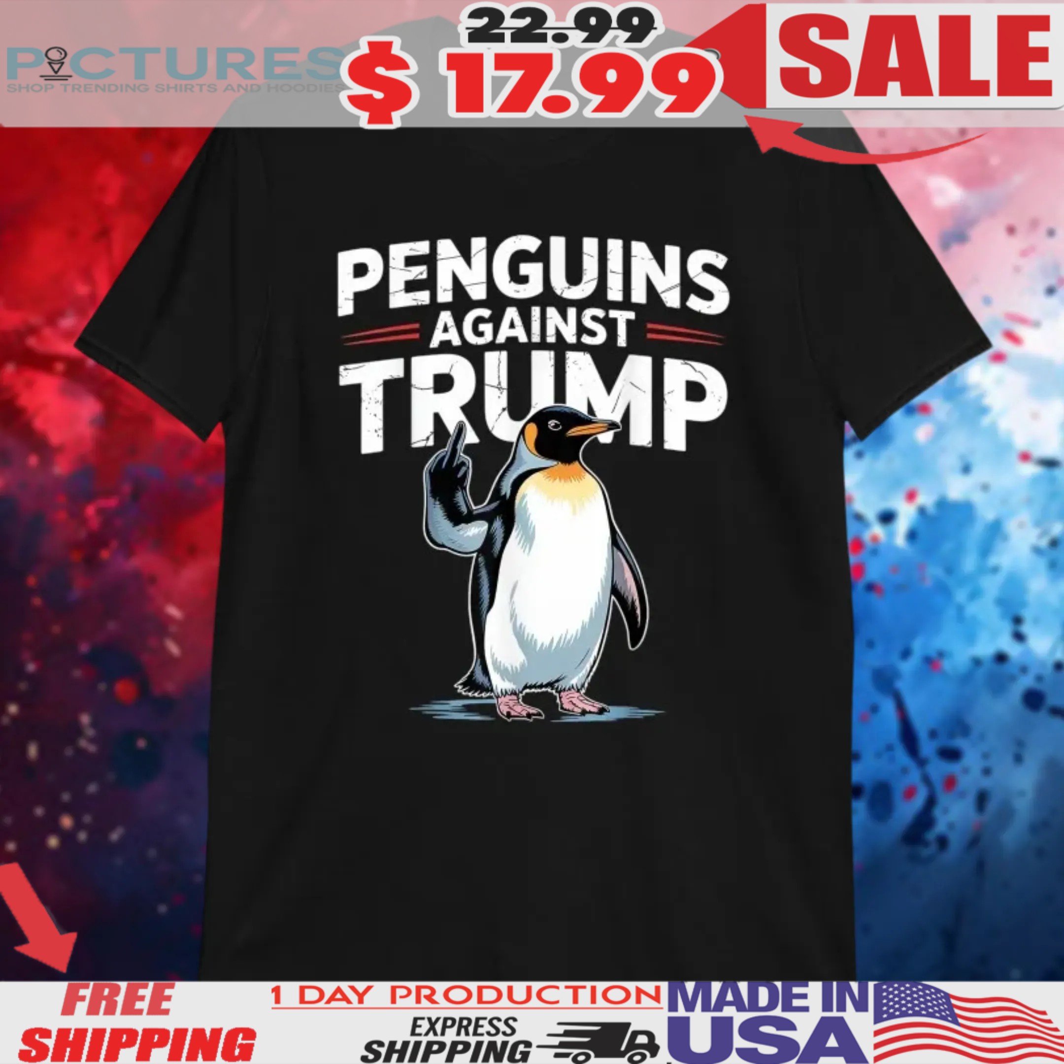Penguins Against Trump Middle Finger Flippers Up Resist Shirt