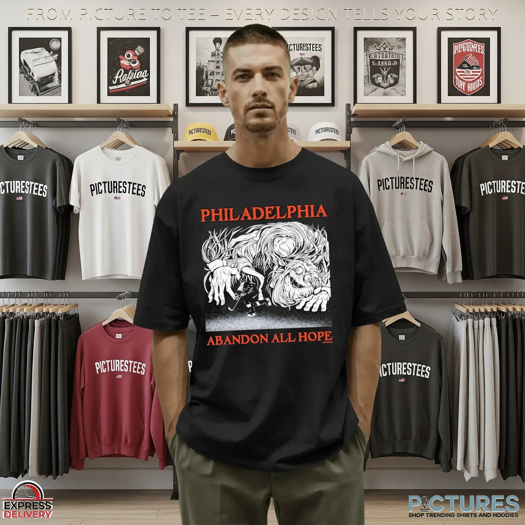 Philadelphia Abandon All Hope Philadelphia Flyer Hockey Player T Shirt 9 Philadelphia Abandon All Hope Philadelphia Flyer Hockey Player T Shirt