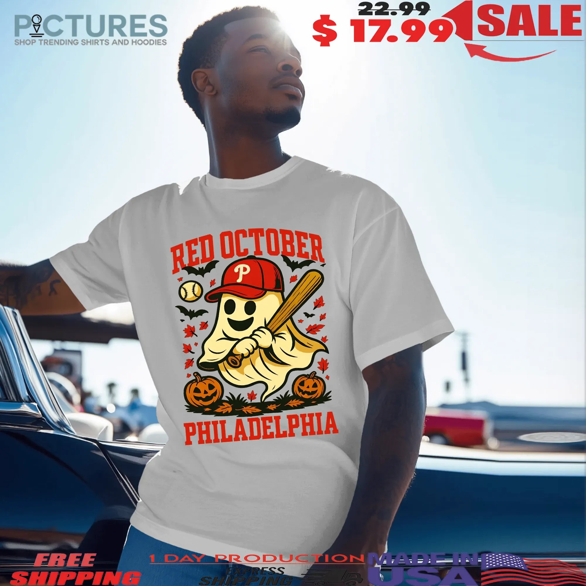 Philadelphia Phillies Red October Halloween Spooky Baseball T Shirt