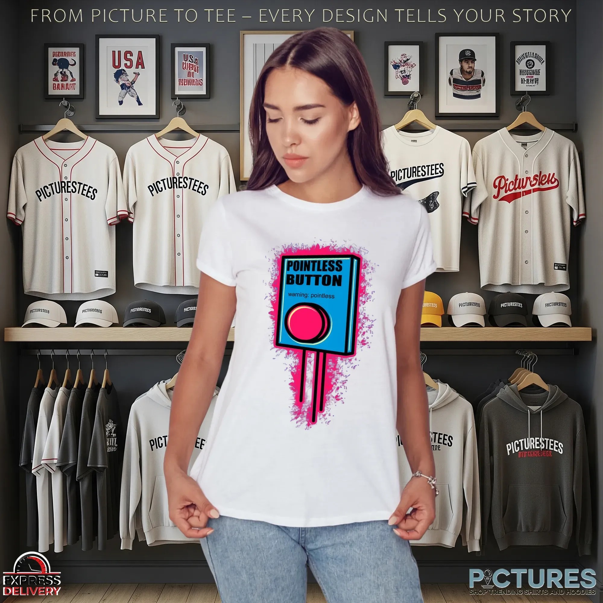 Pointless Button Warning Pointless T Shirt