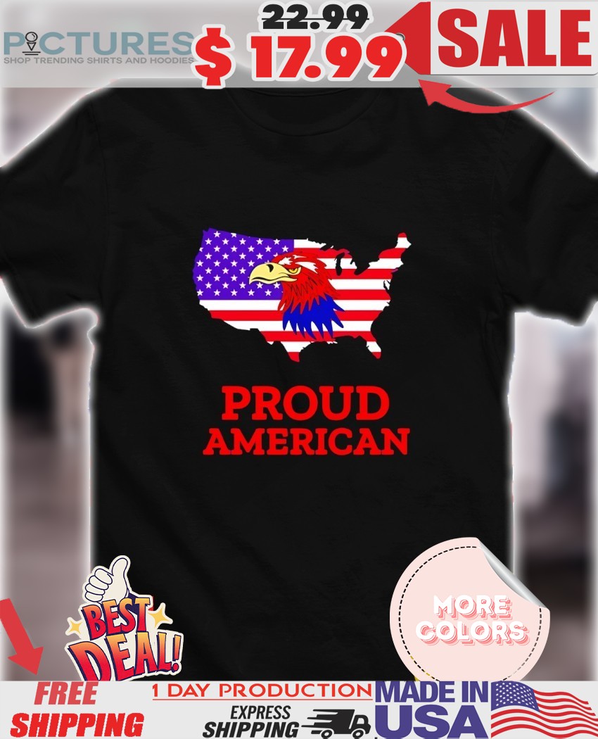 Proud American Flag Eagle State map shirt