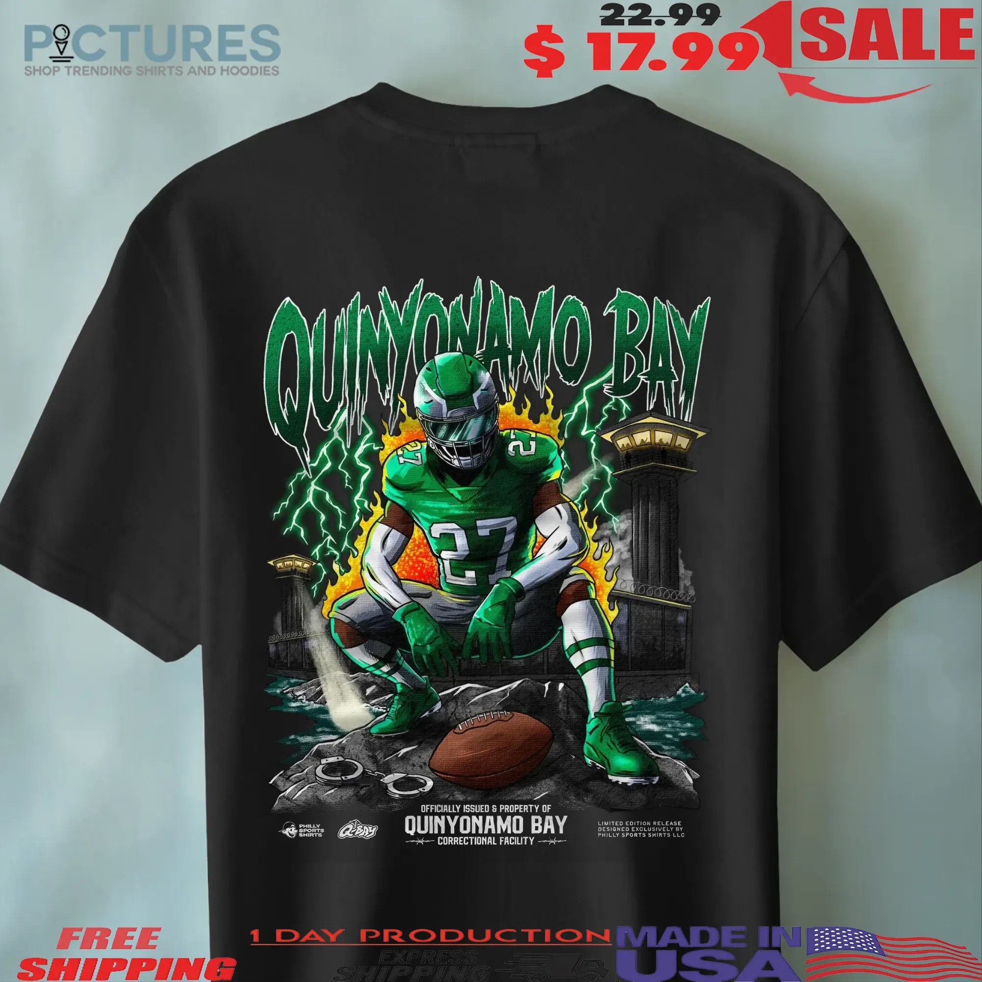 Quinyonamo Bay Correctional Facility Football Prison Lightning Player T Shirt