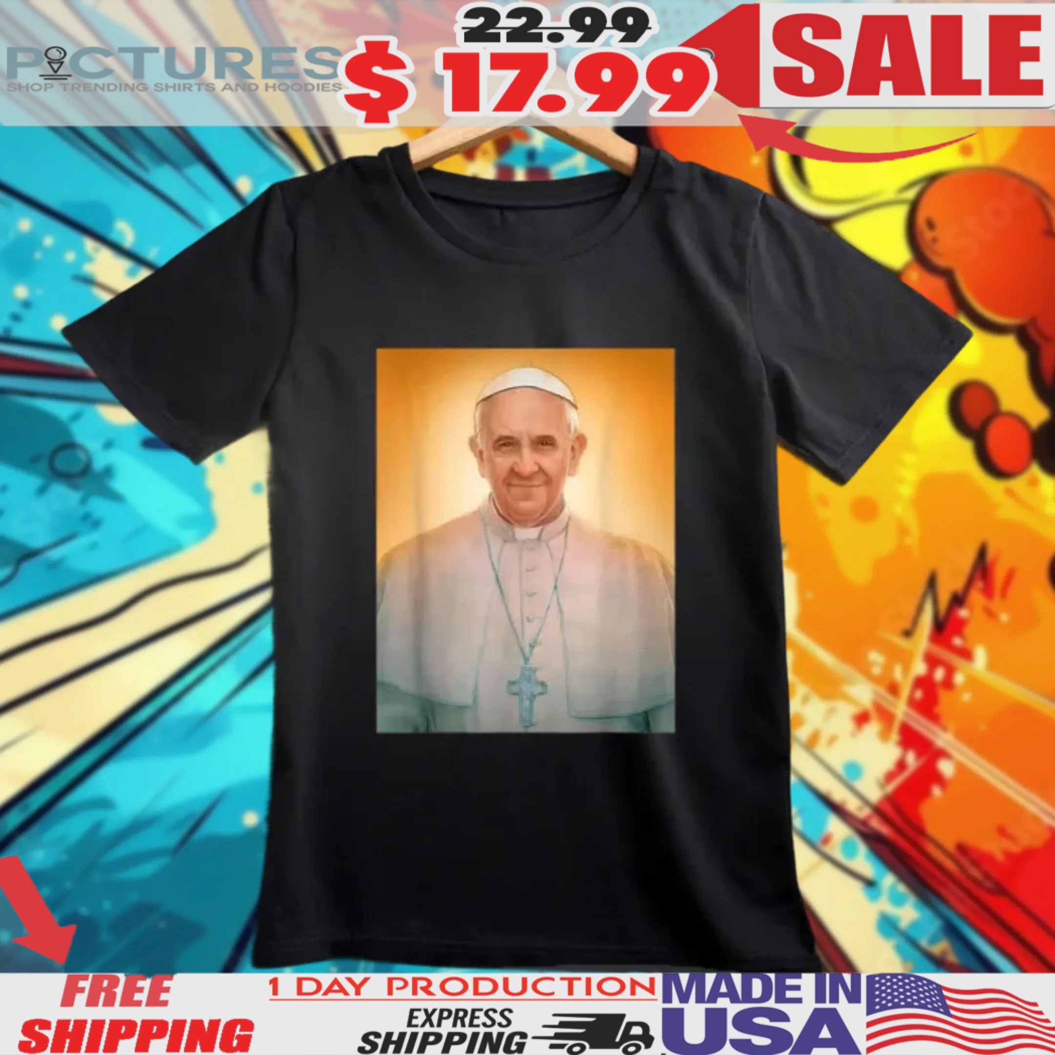 RIP Pope Francis Picture Catholic Christian Shirt