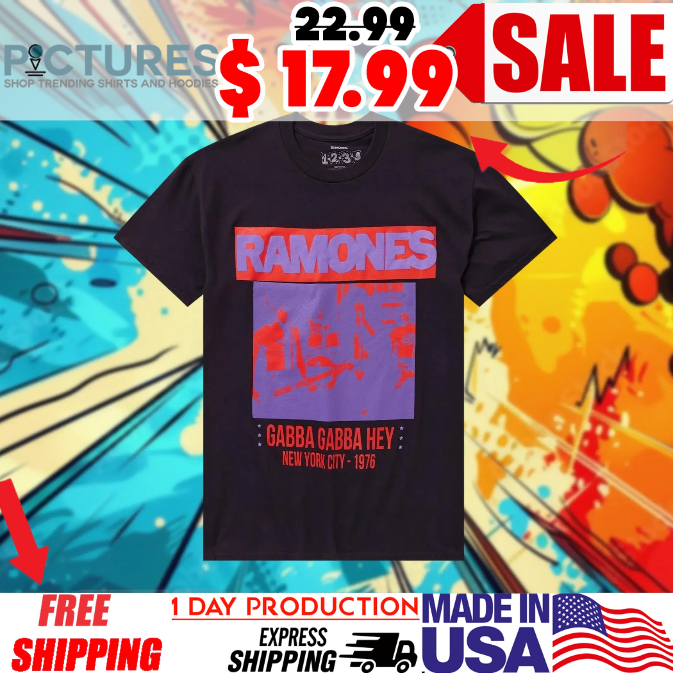 Ramones Gabba Gabba Hey New York City 1976 Shirt